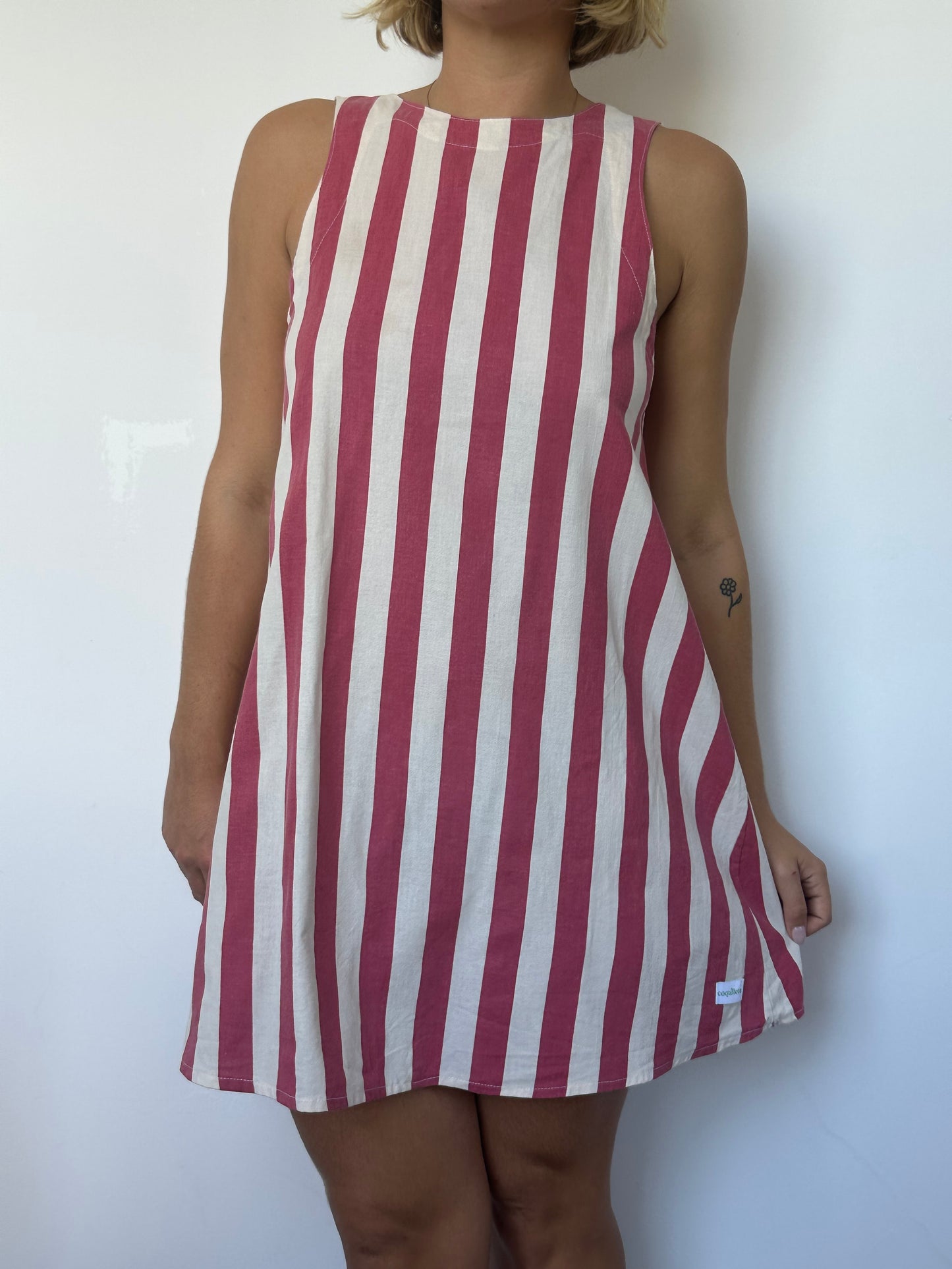 Robe col Rayé Rouge