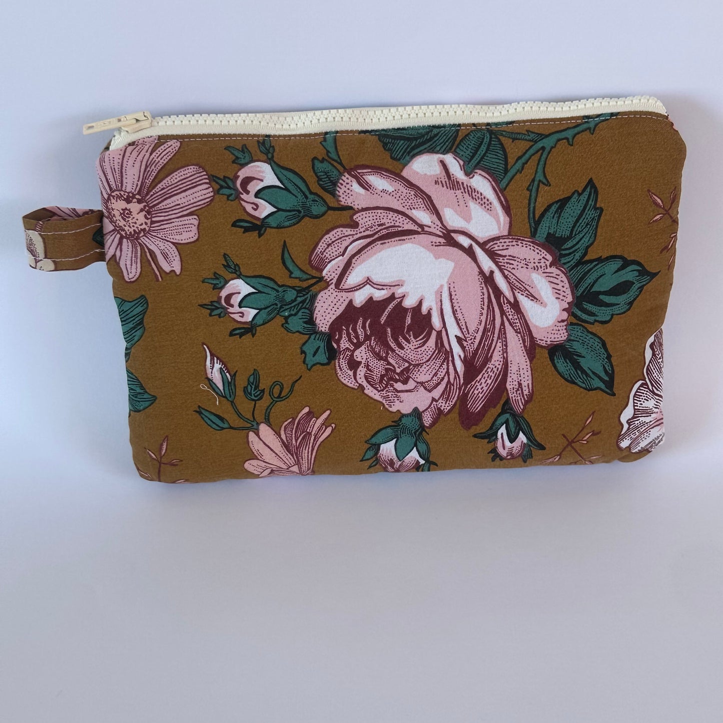 Grande Pochette Marron Fleurs