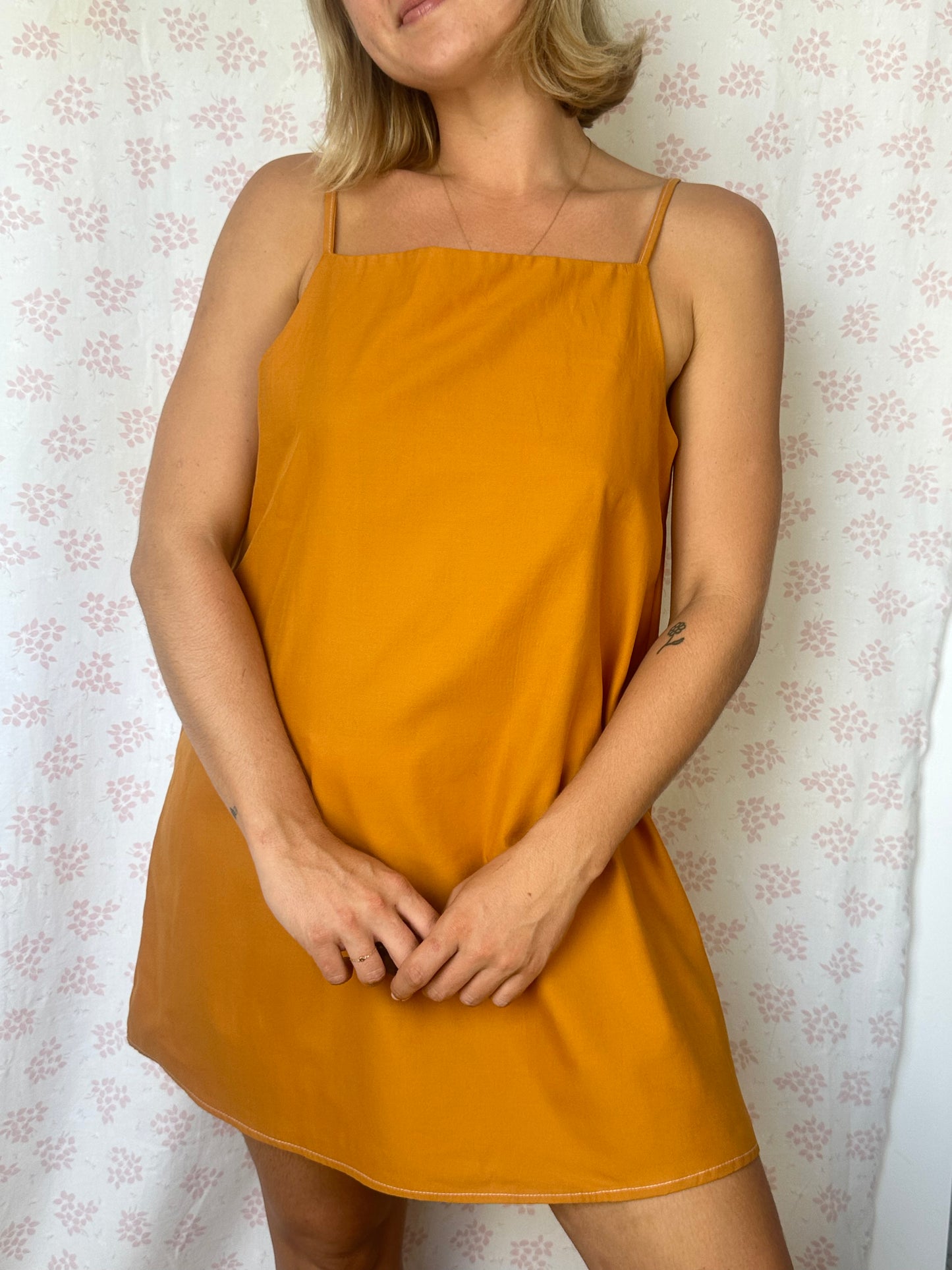 Robe Bretelle Uni Camel