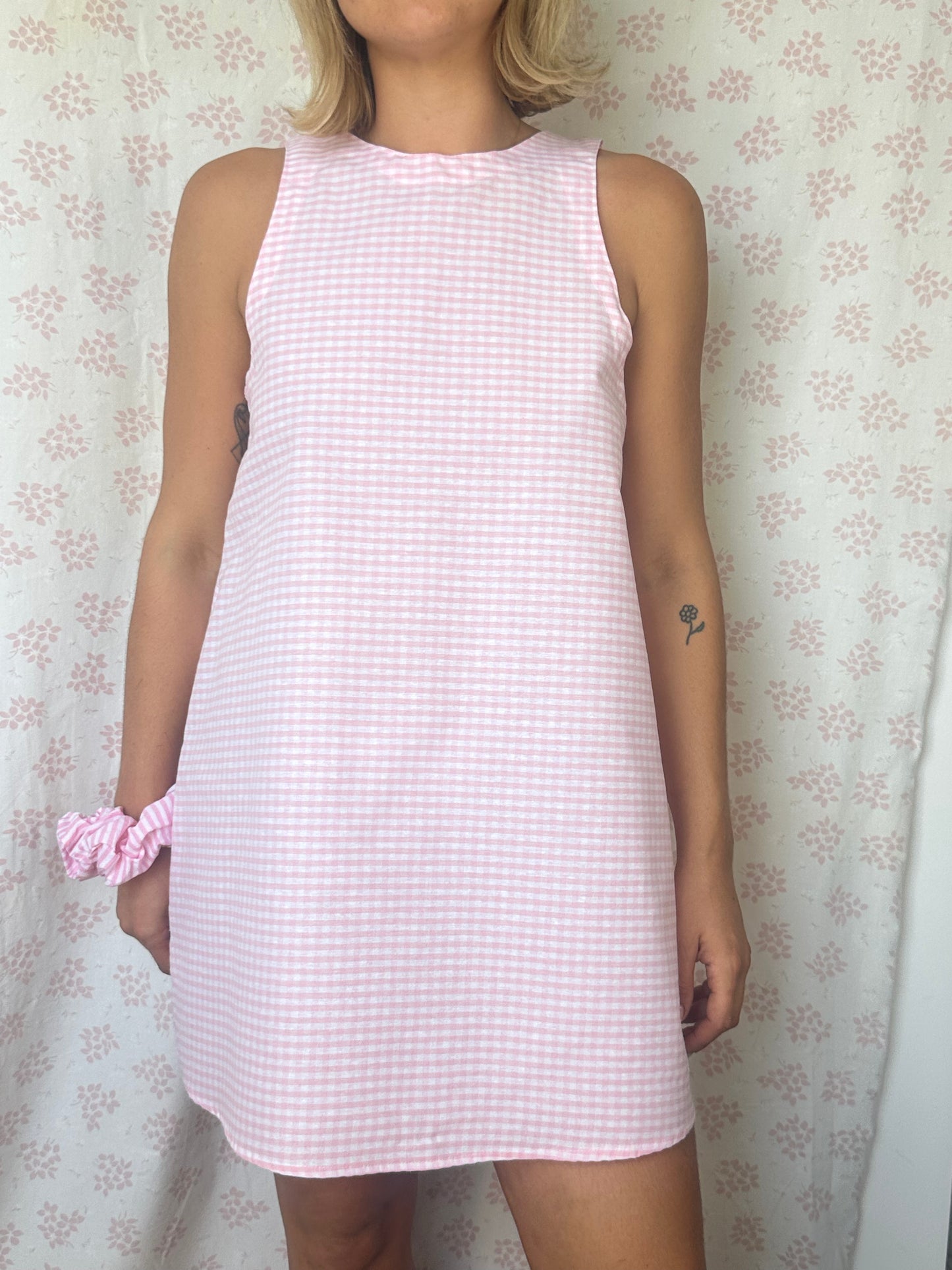 Robe Col Vichy Rose
