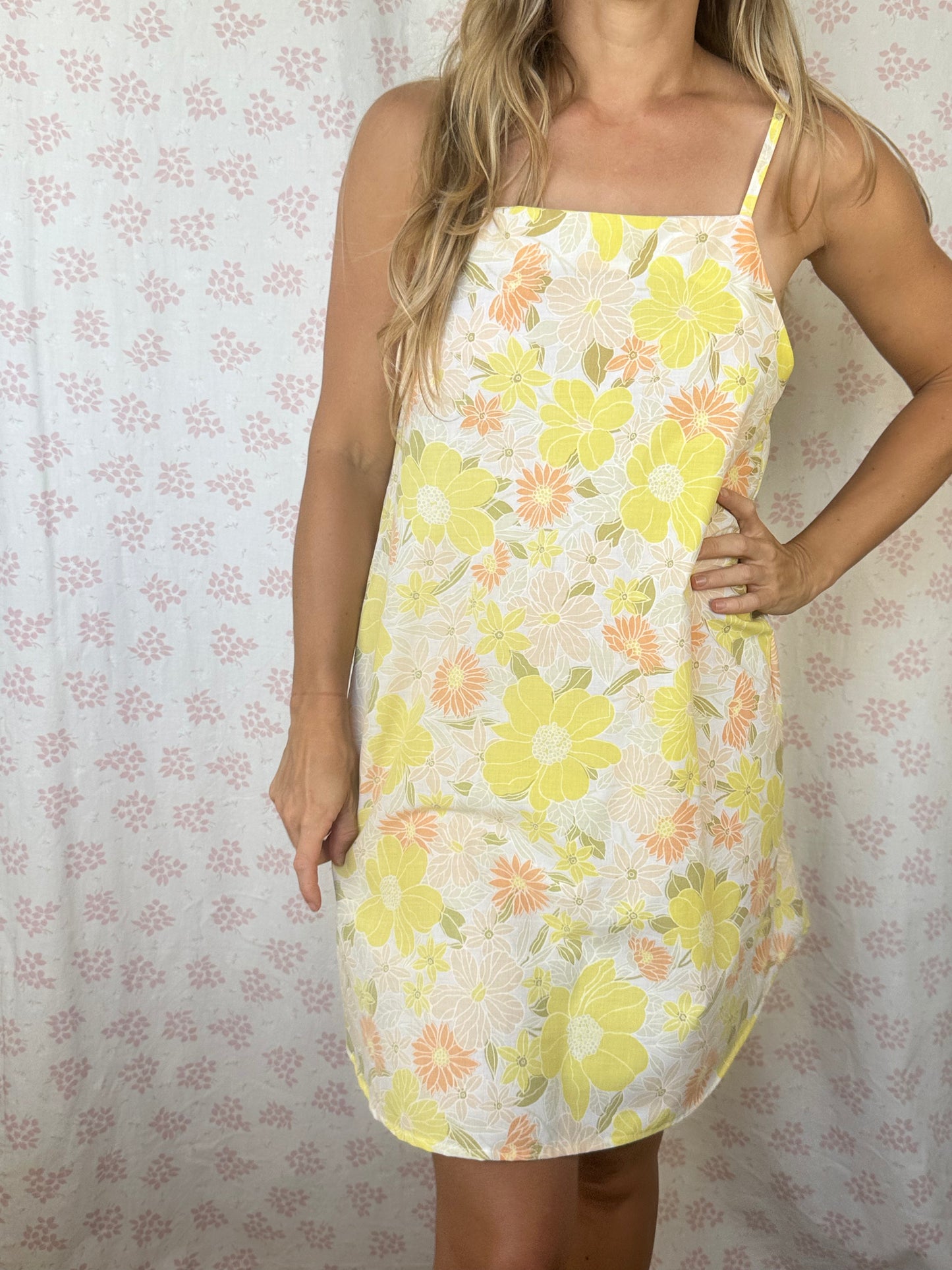 Robe Bretelle Fleurs Jaune