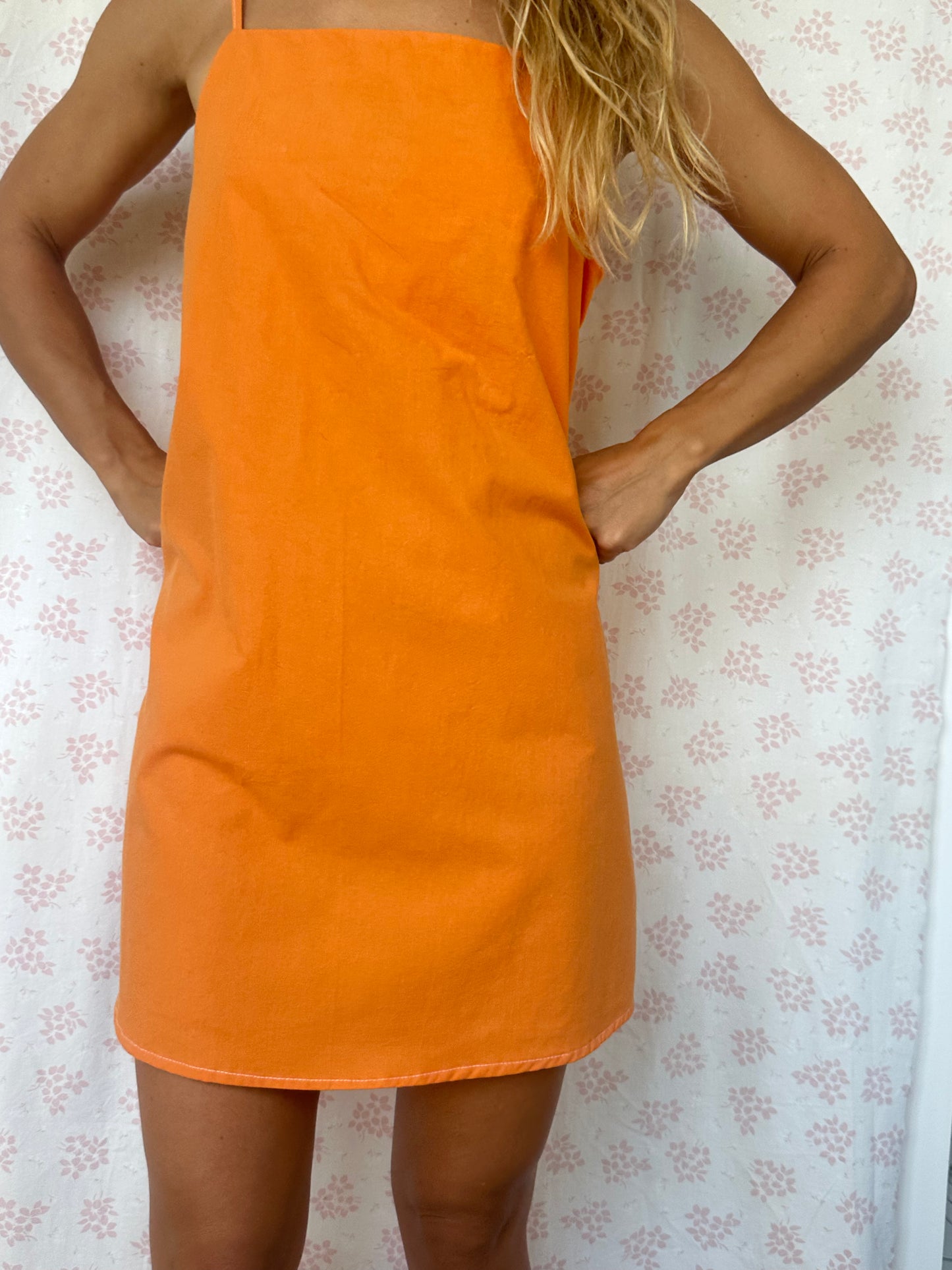 Robe Bretelle Uni Orange