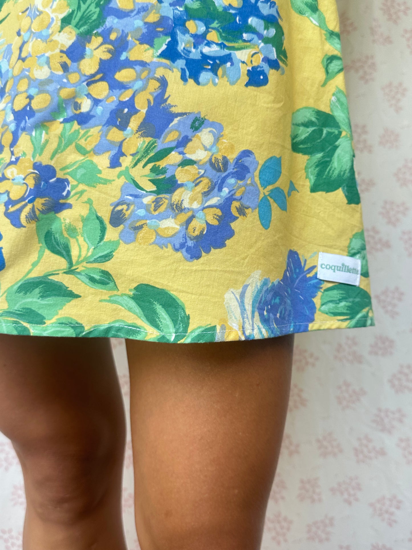 Robe Col Jaune Fleurs Bleu