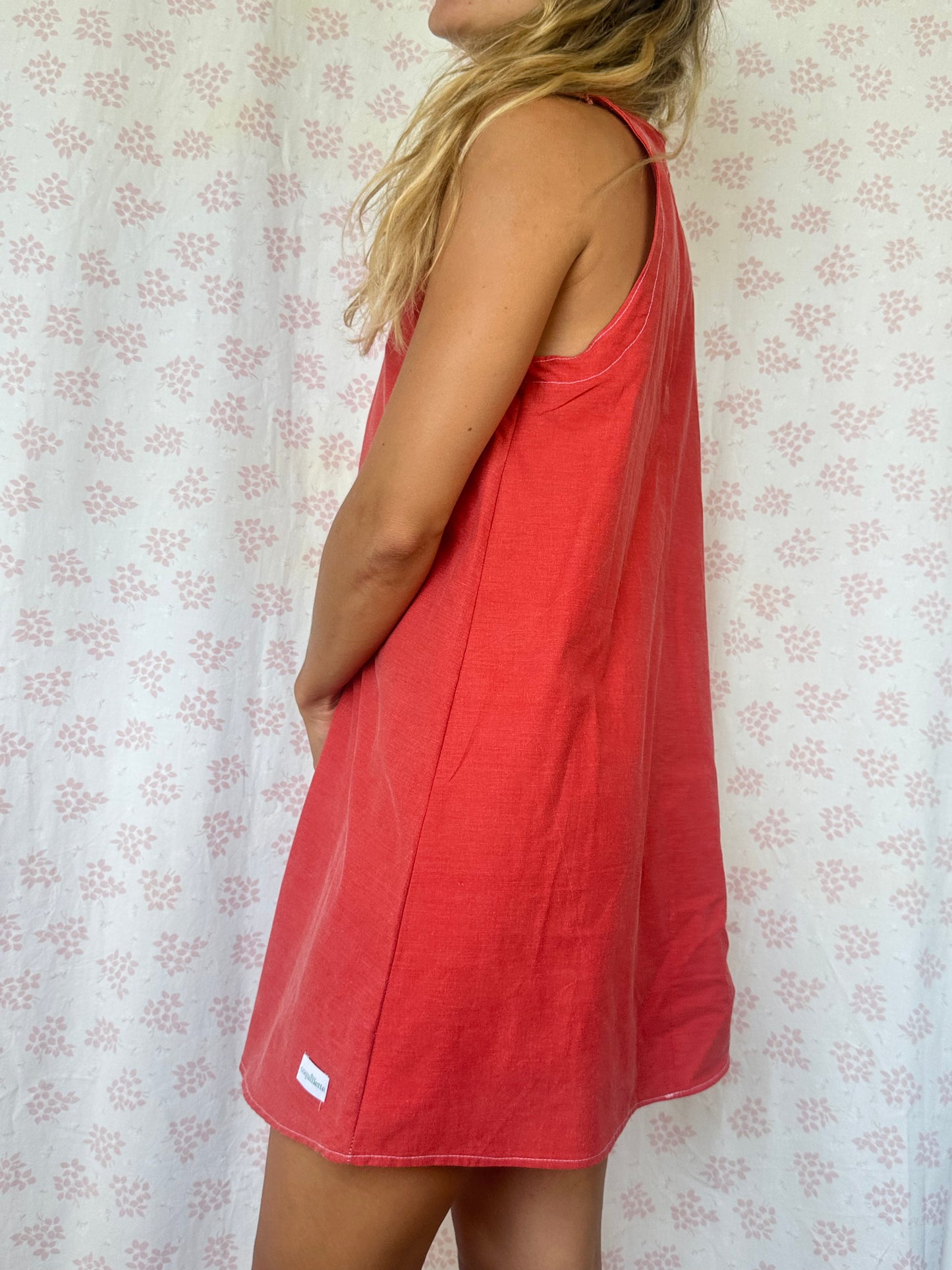 Robe Col Uni Rouge