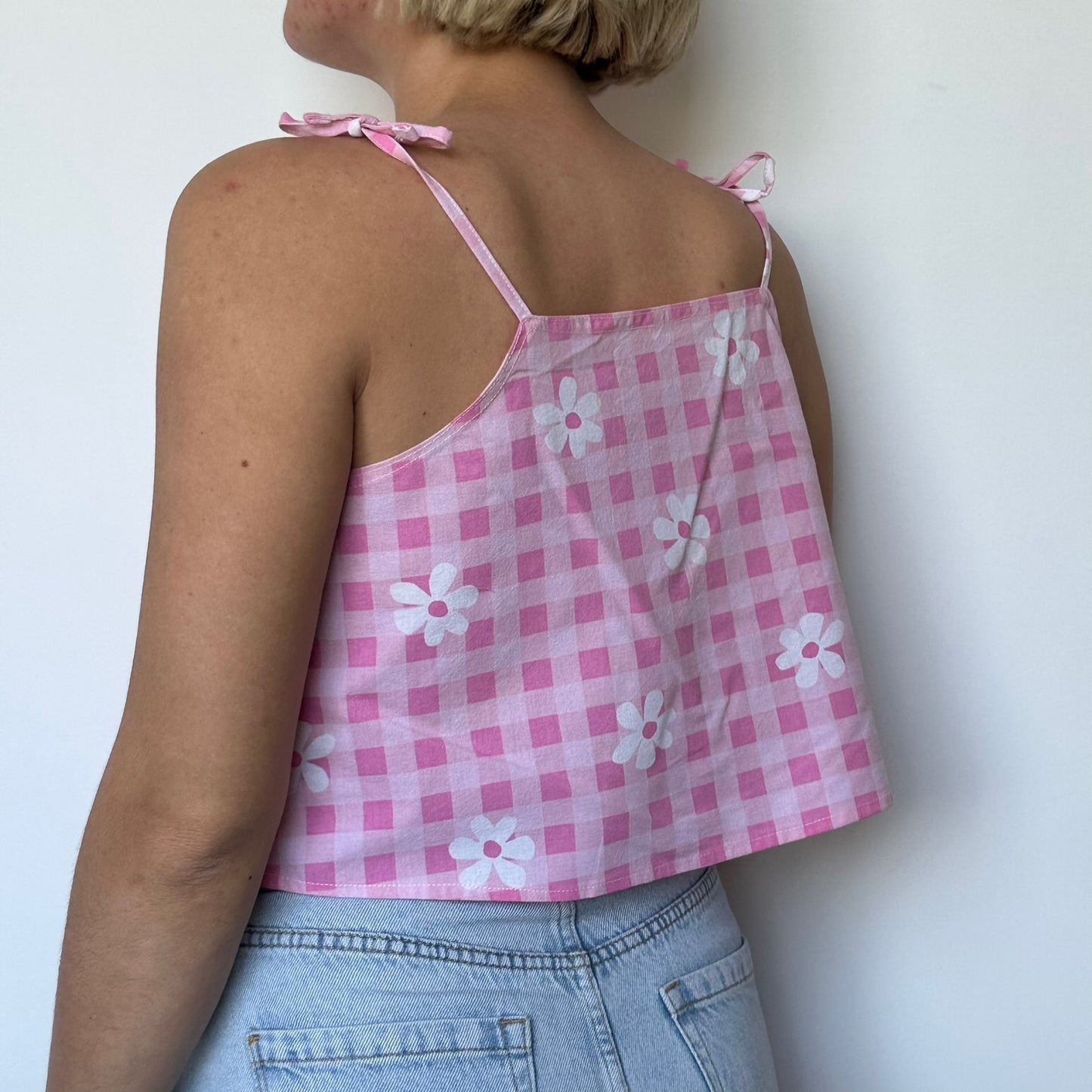 Top Vichy Rose Fleurs