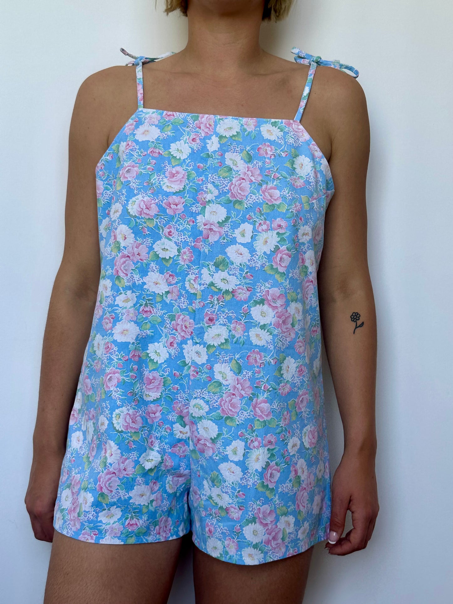 Combishort Bleu Fleurs