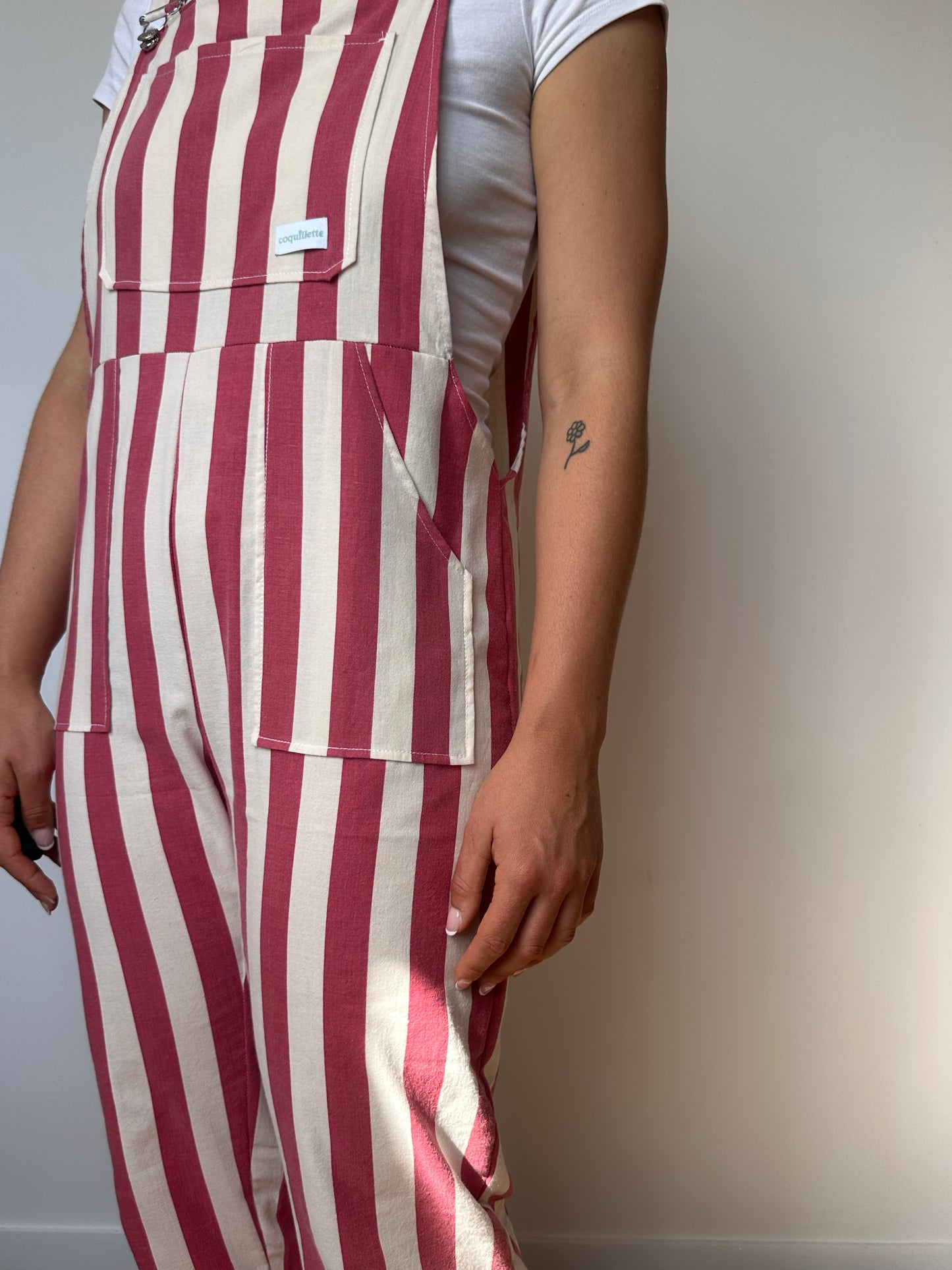 Salopette Rayures Rouge