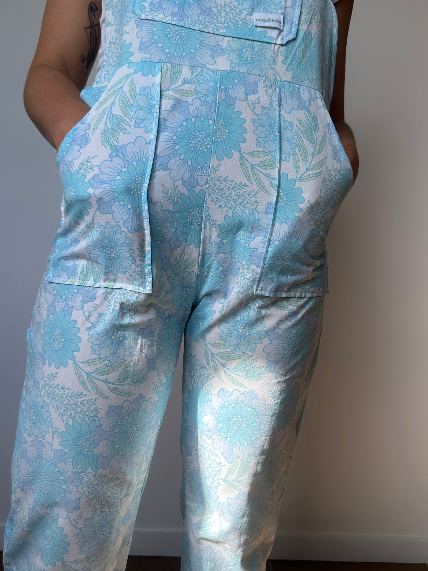Salopette Fleurs Bleu