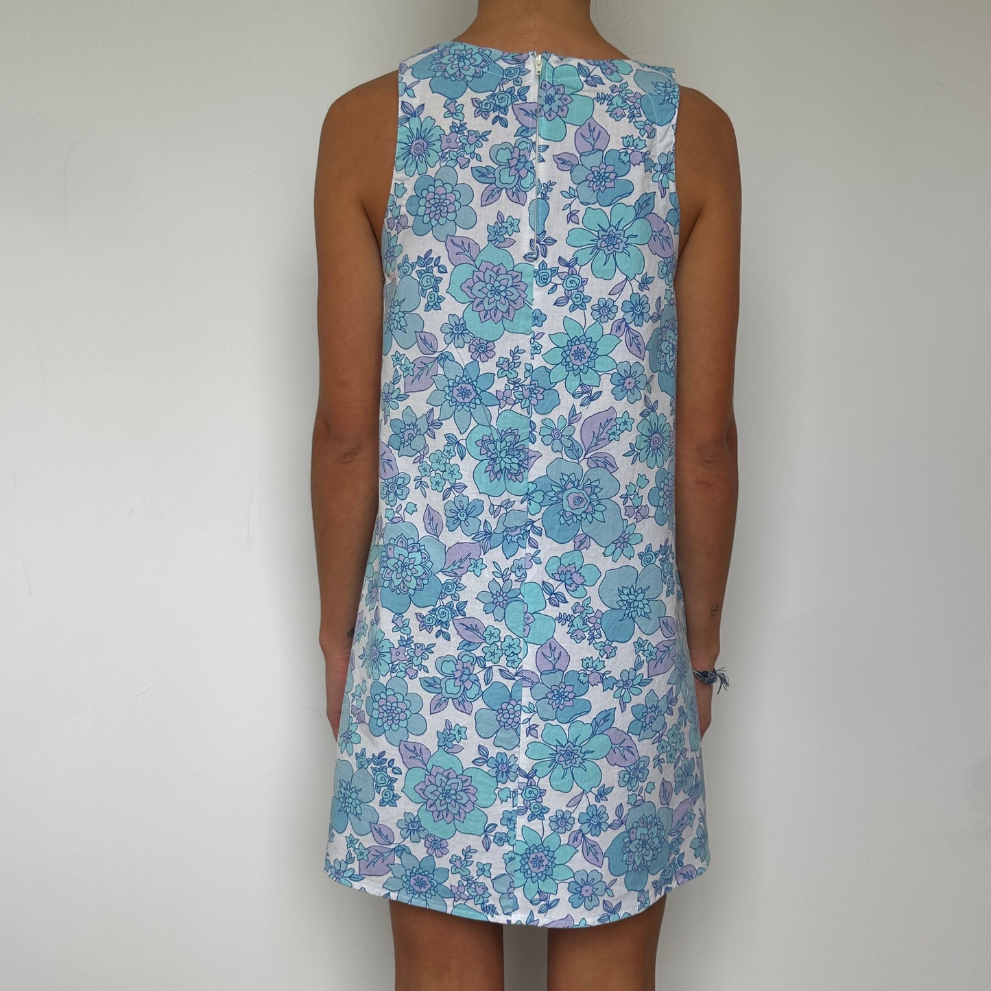 Robe Col Fleurs Bleu