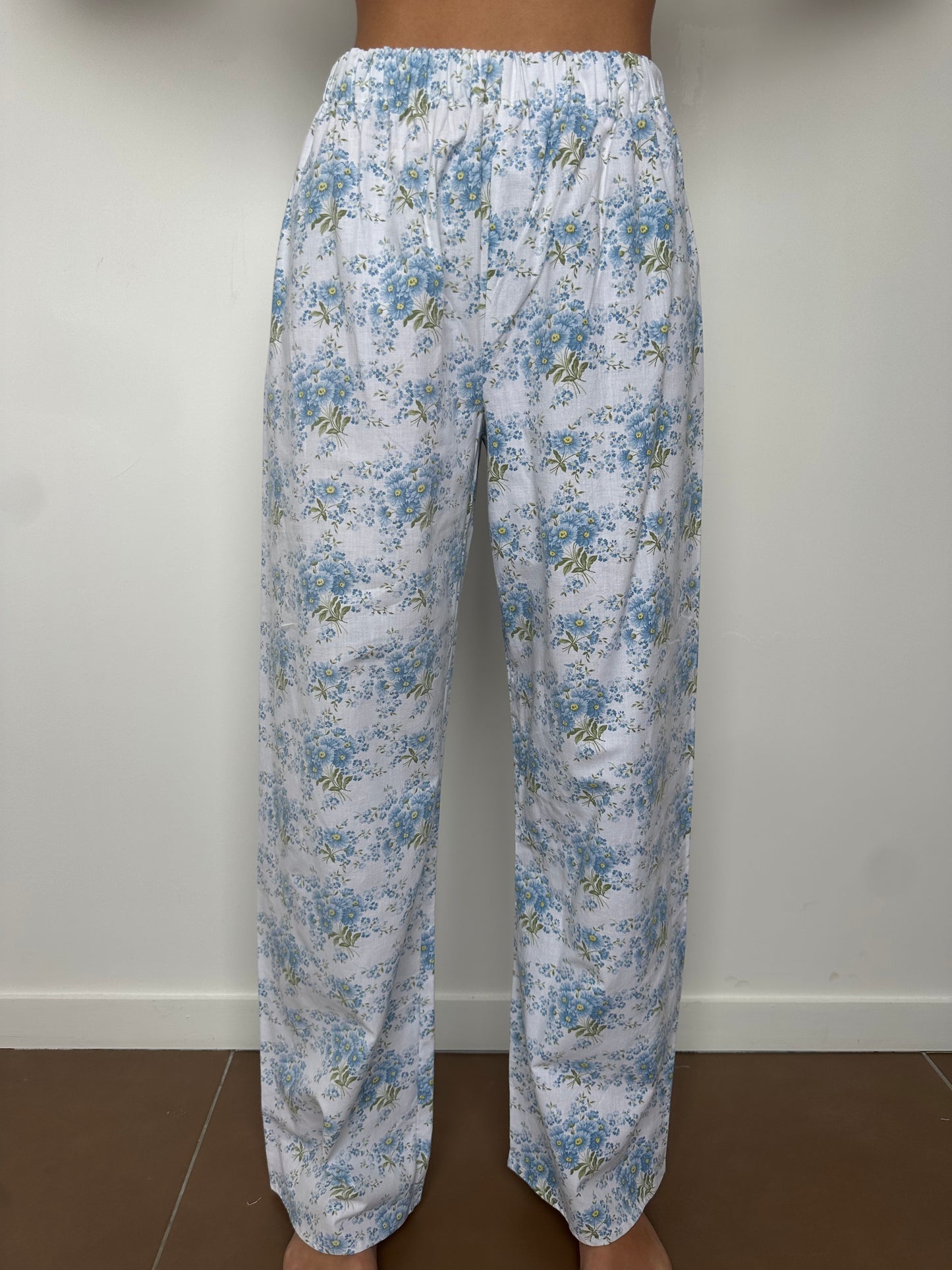 Pantalon Fleurs Bleu