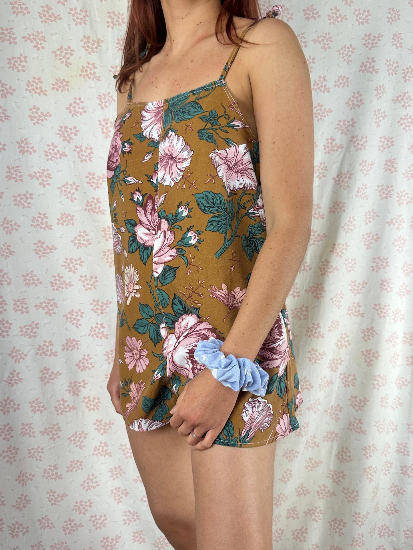 Combishort Marron Fleurs