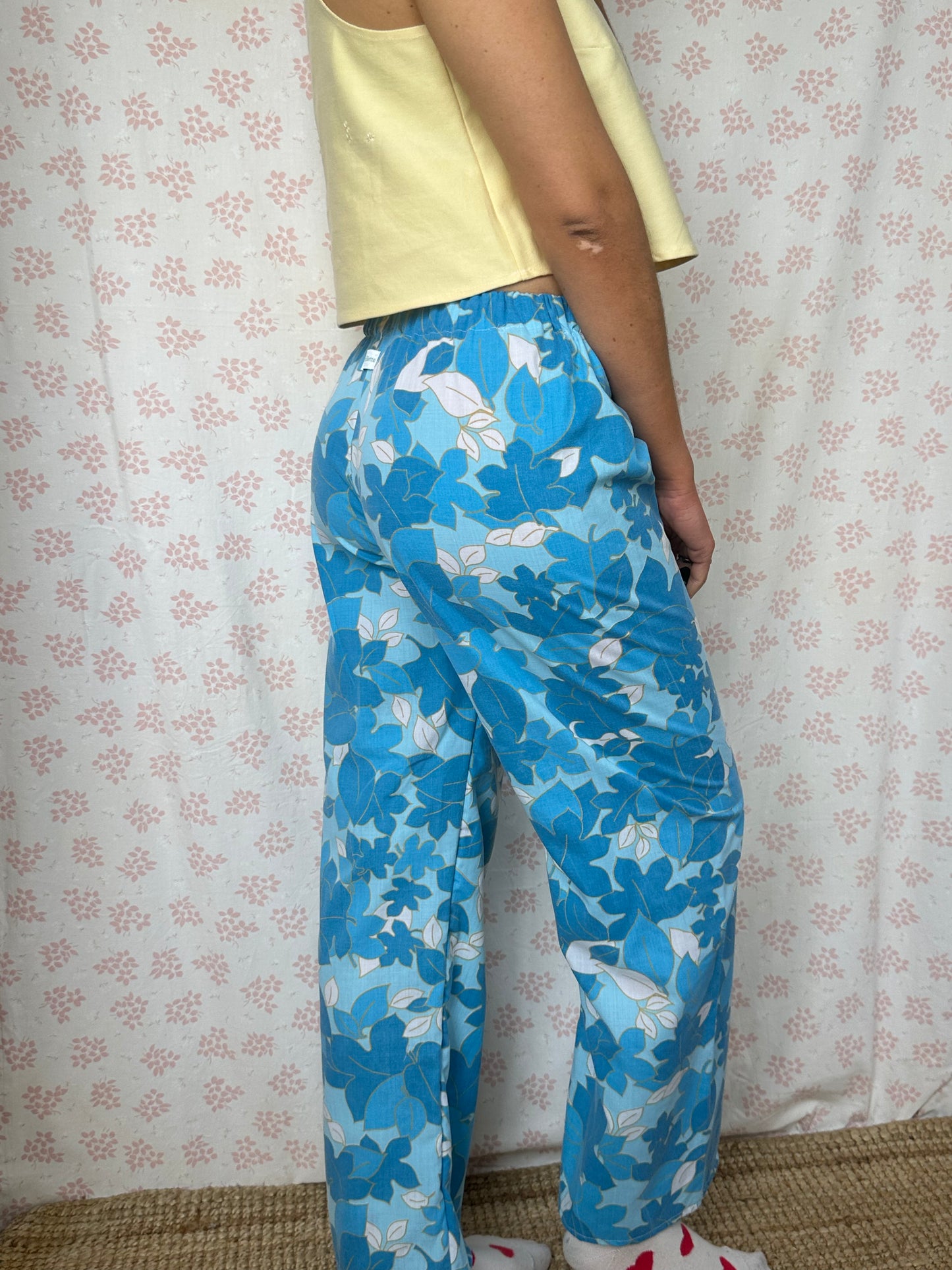 Pantalon Fleurs Bleu