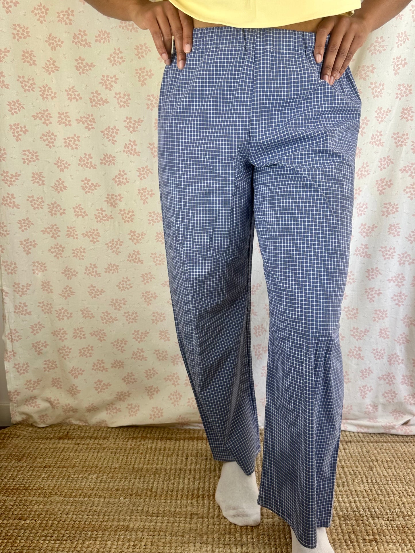 Pantalon Carreaux Bleu