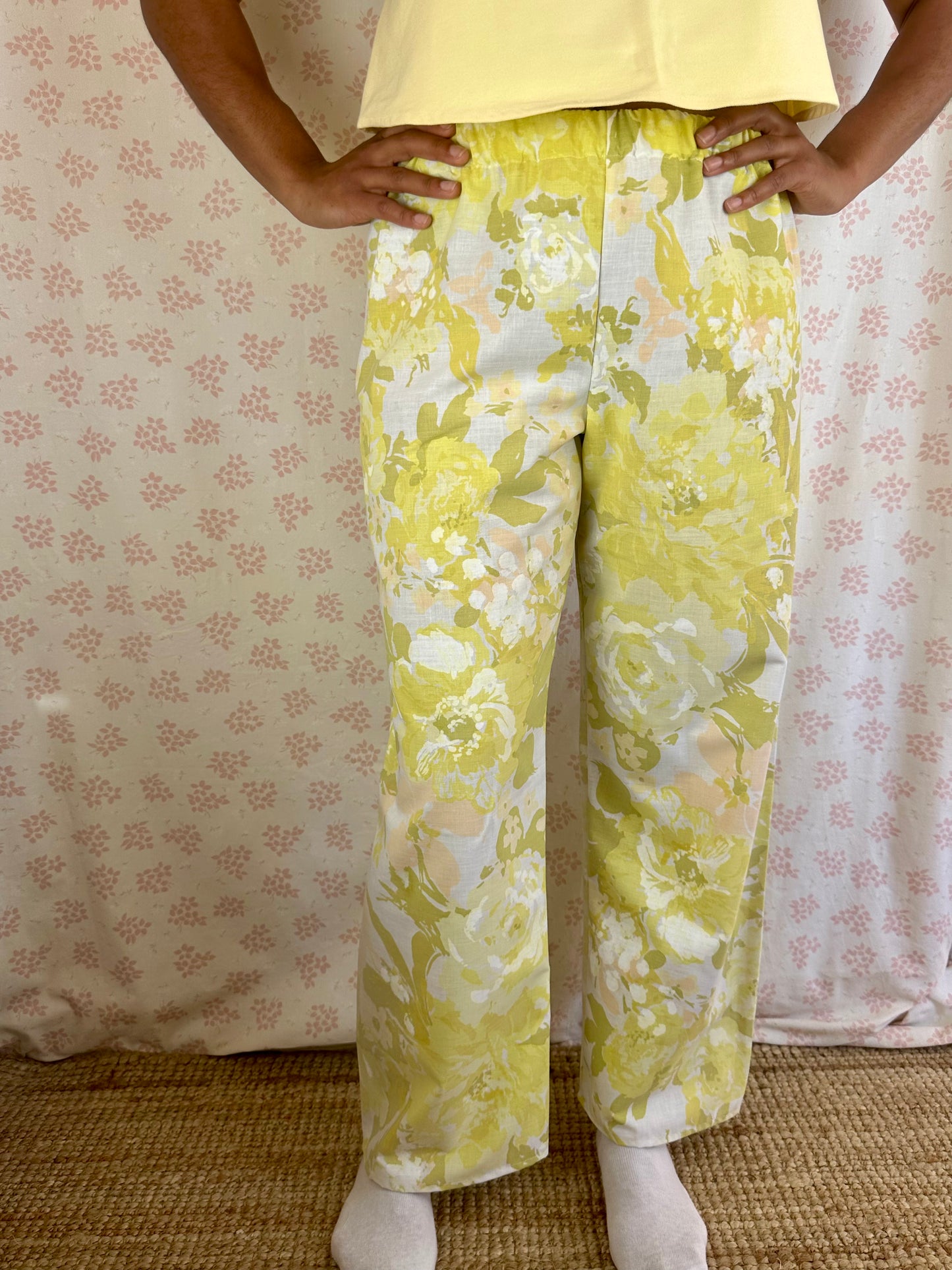 Pantalon Fleurs Jaune et Vert