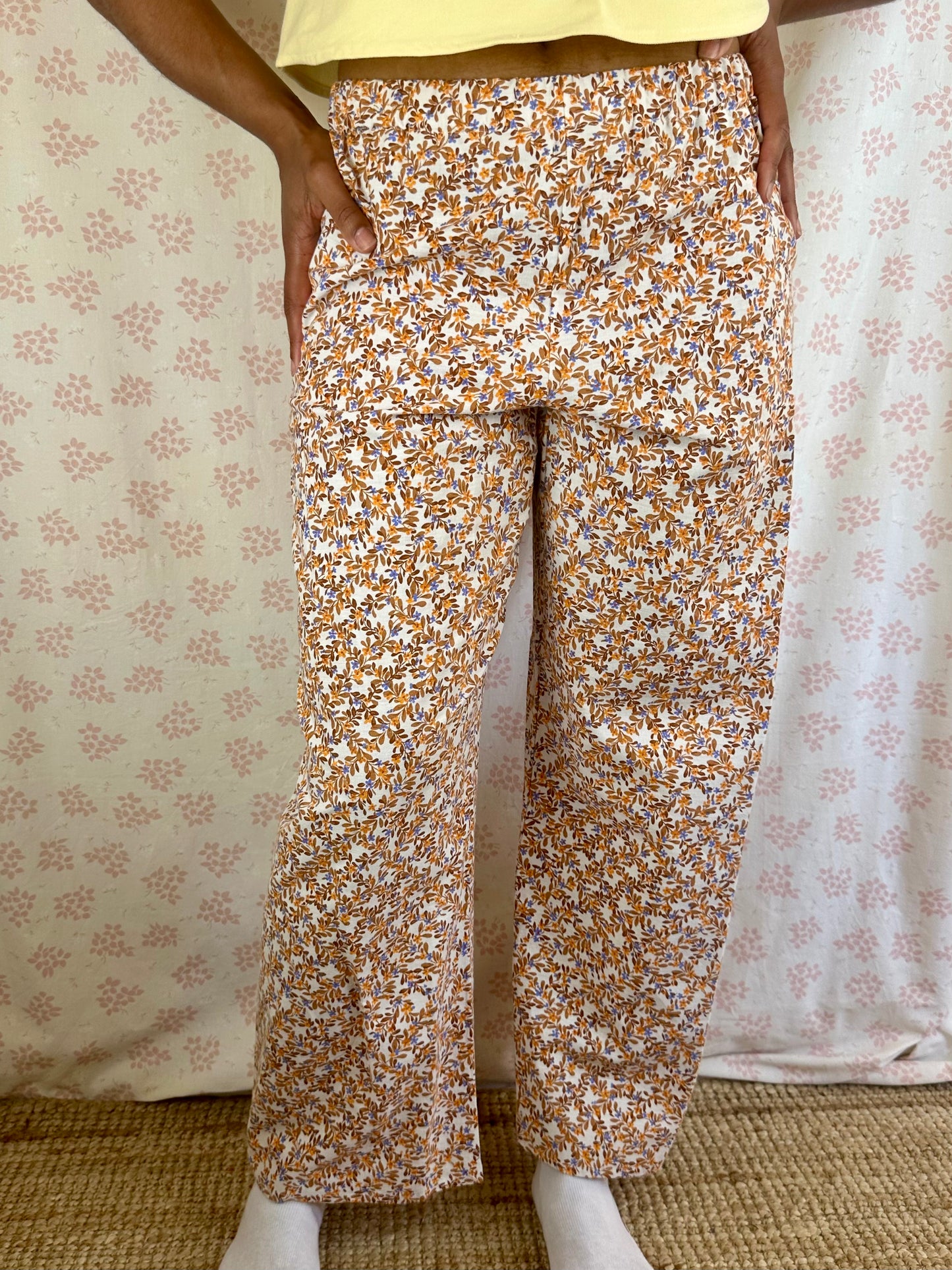 Pantalon Motifs Orange et Marron