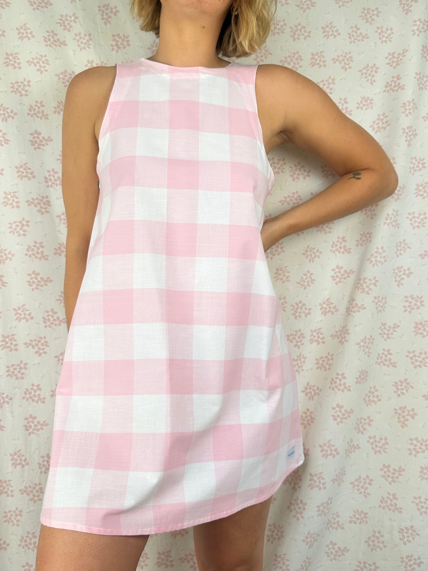 Robe Col Vichy Rose