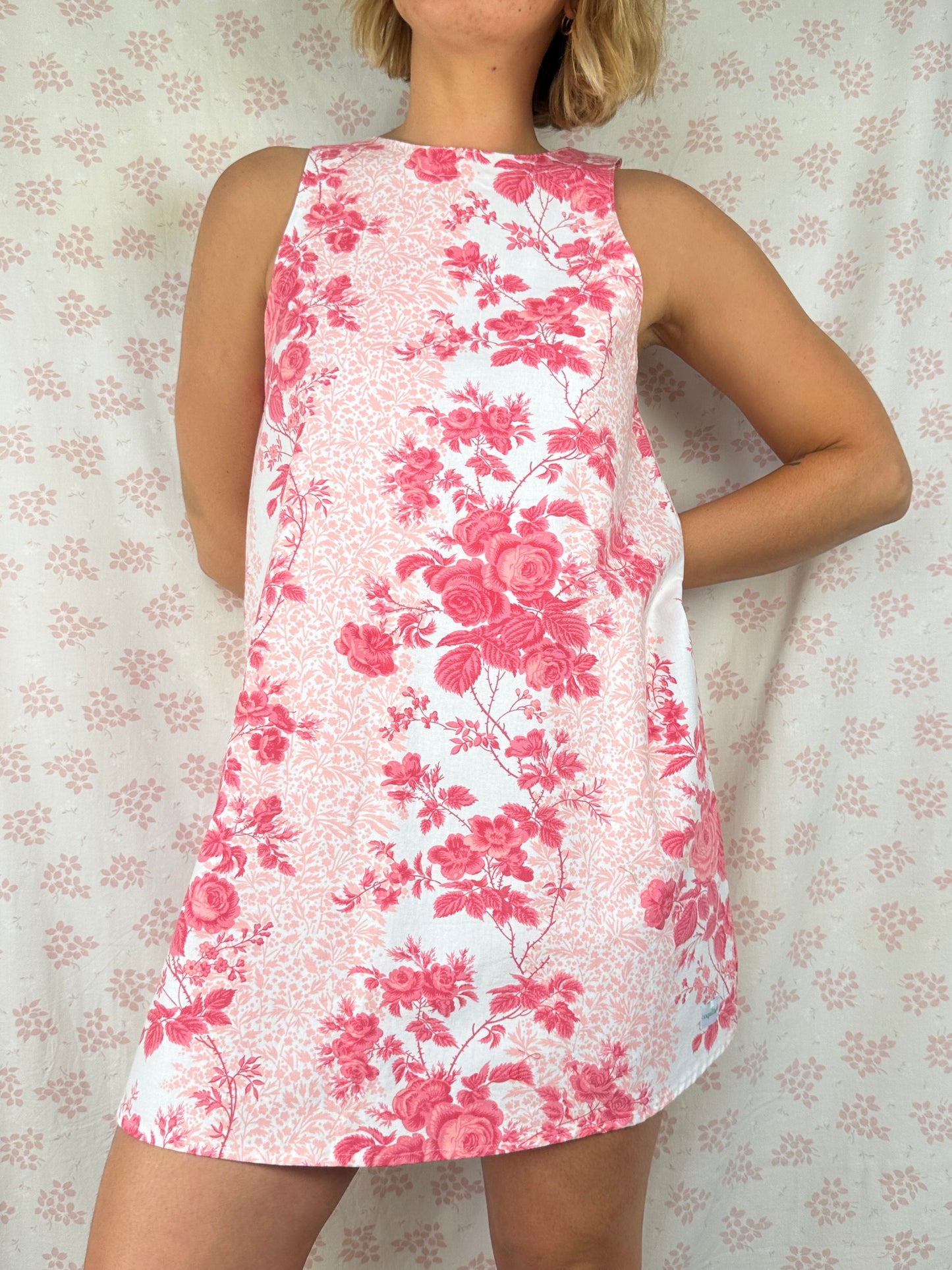 Robe Col Fleurs Rose