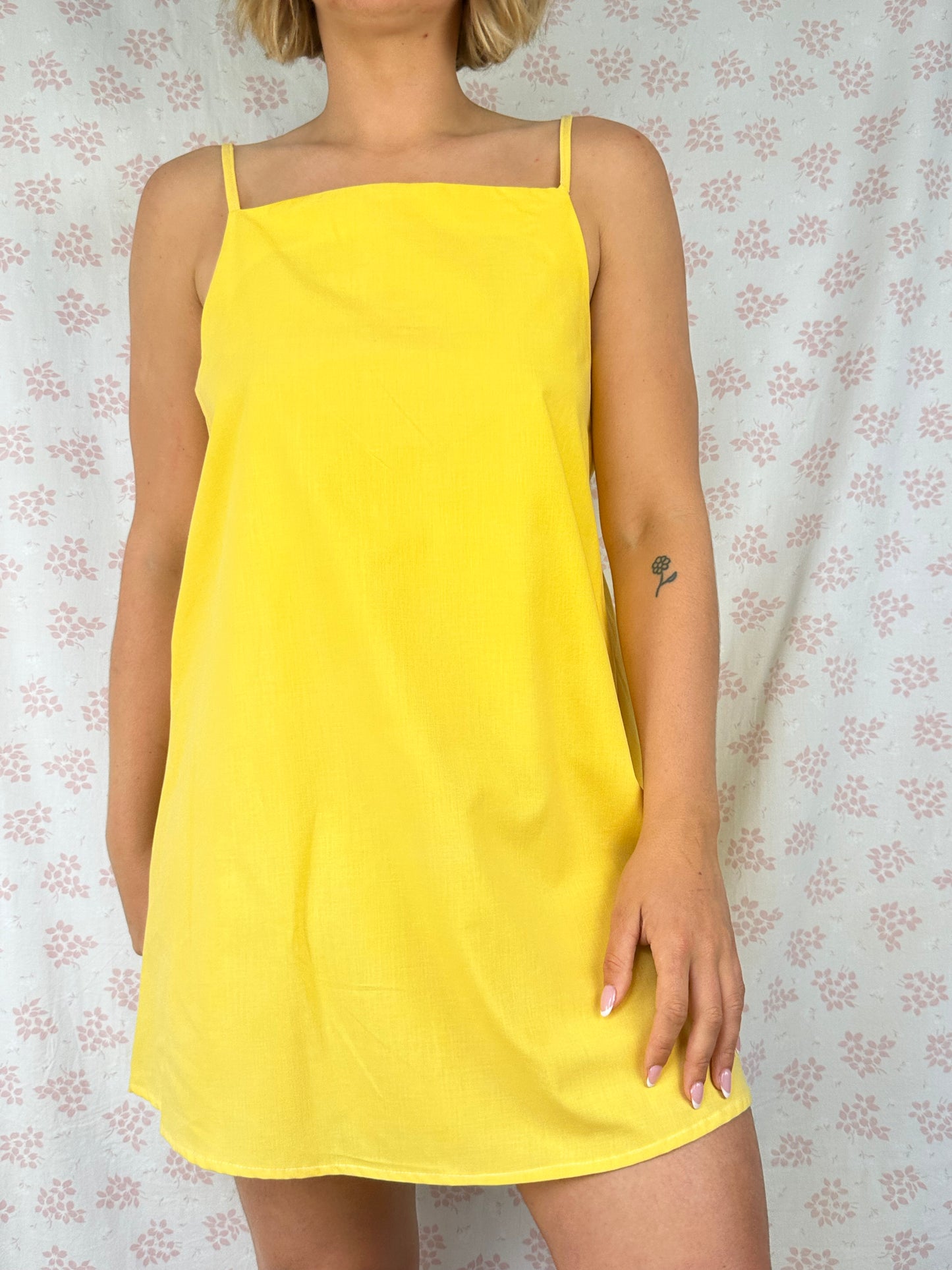Robe Bretelle Uni Jaune