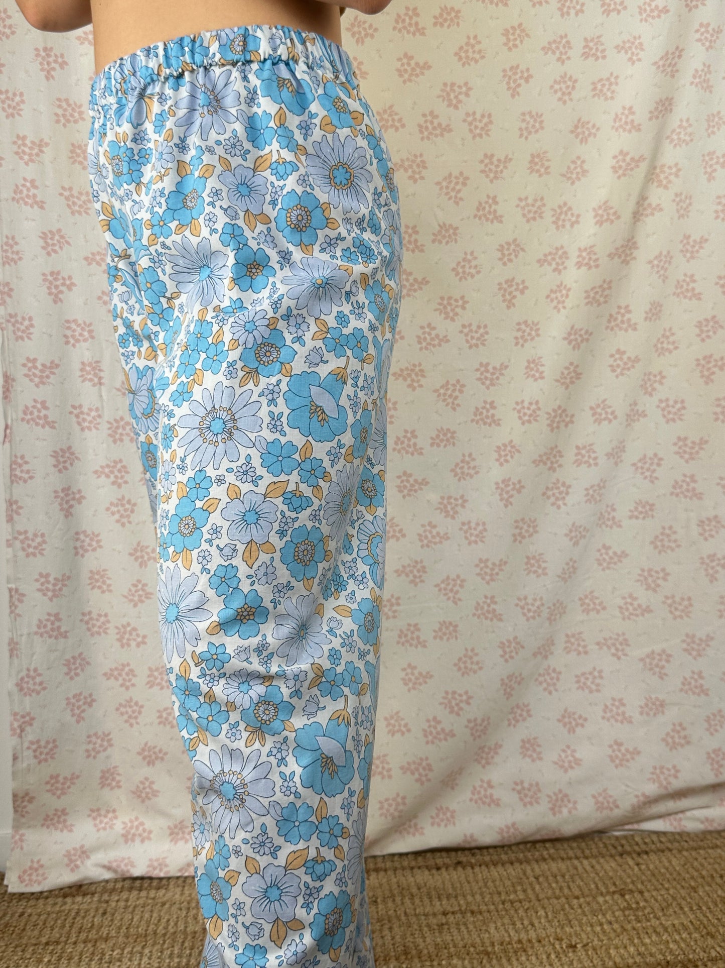Pantalon Fleurs Bleu