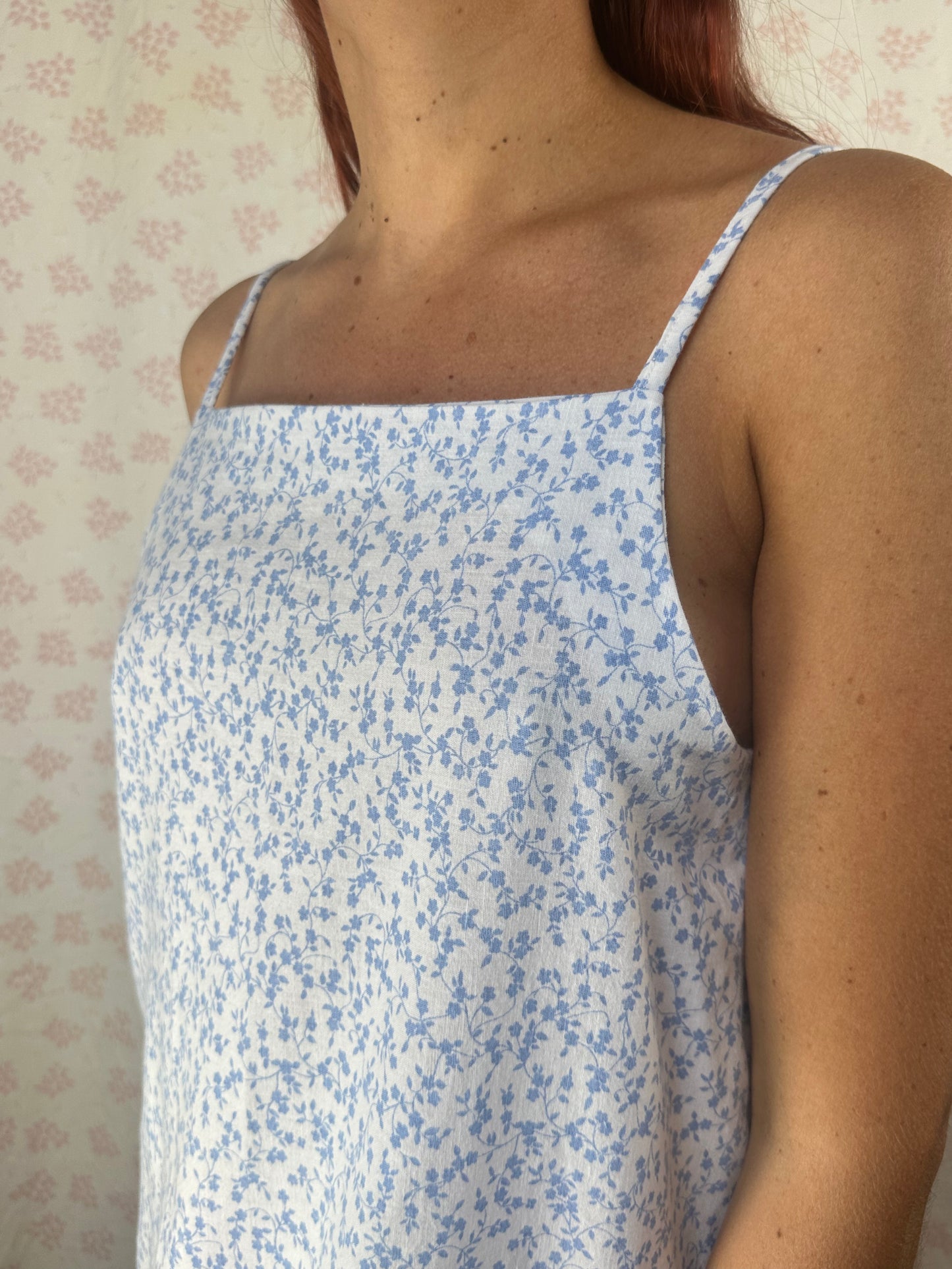 Robe Bretelle Fleurs bleu
