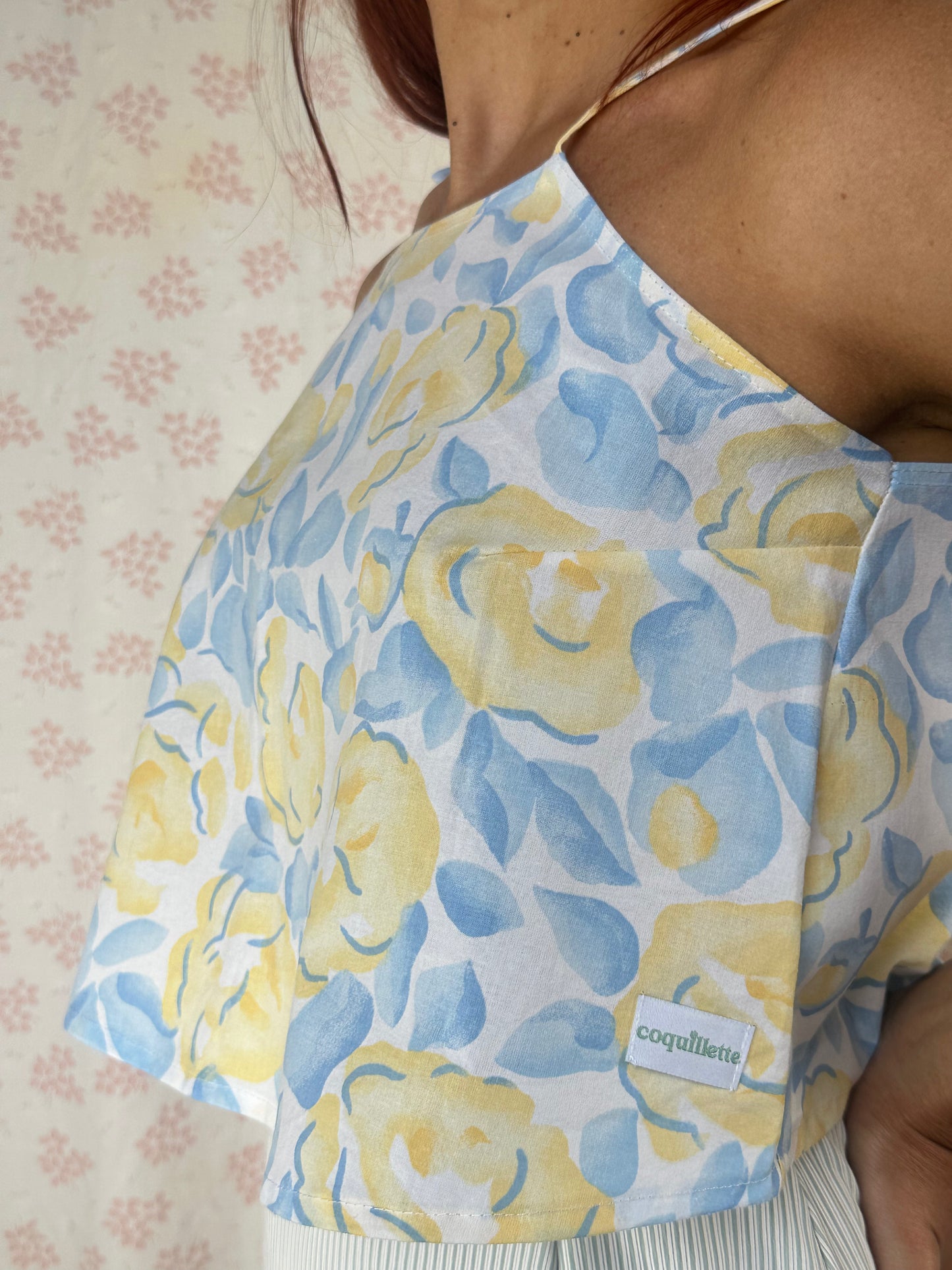 Top Fleurs Bleu et Jaune