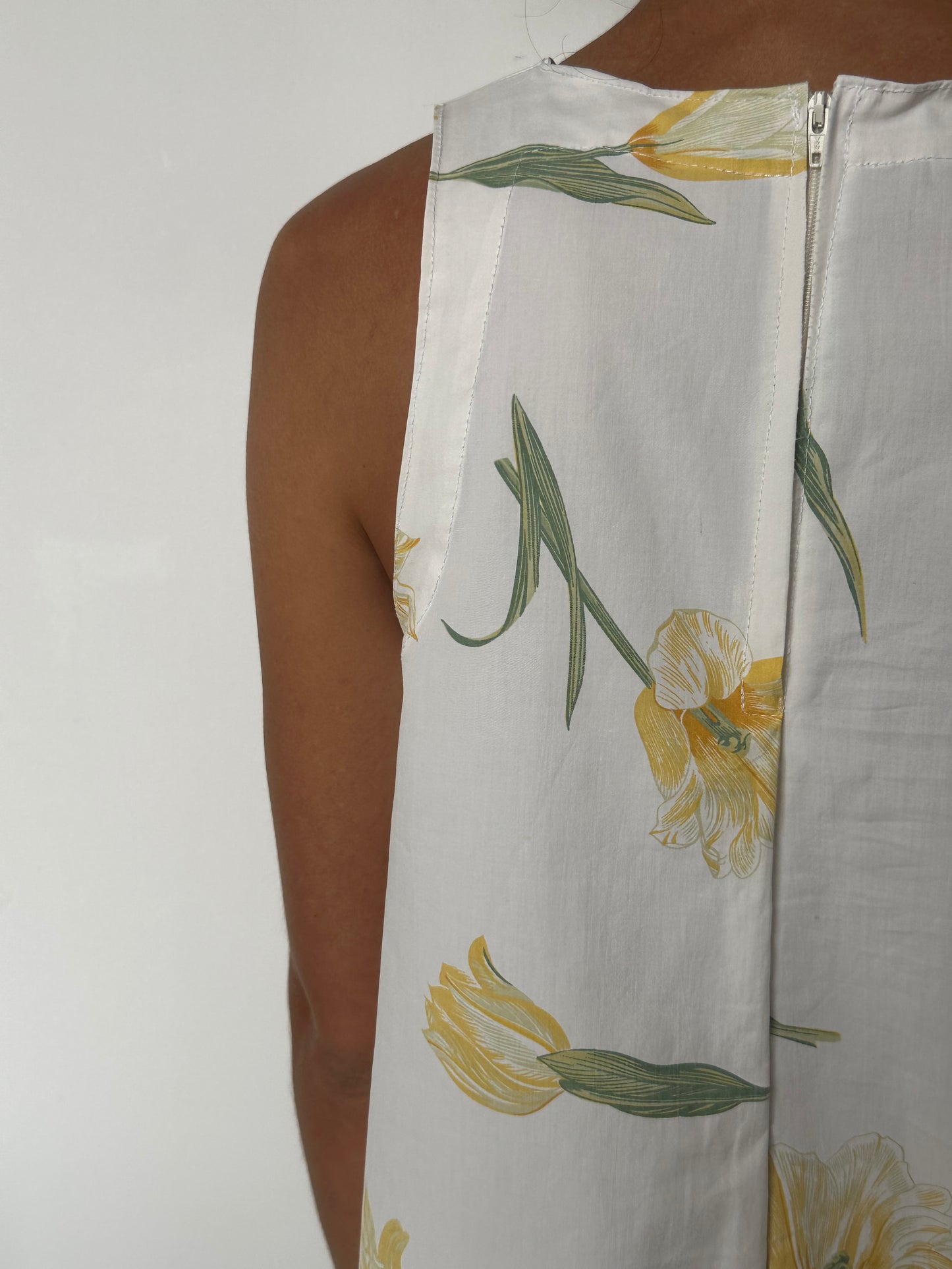 Robe Col Fleurs Jaune