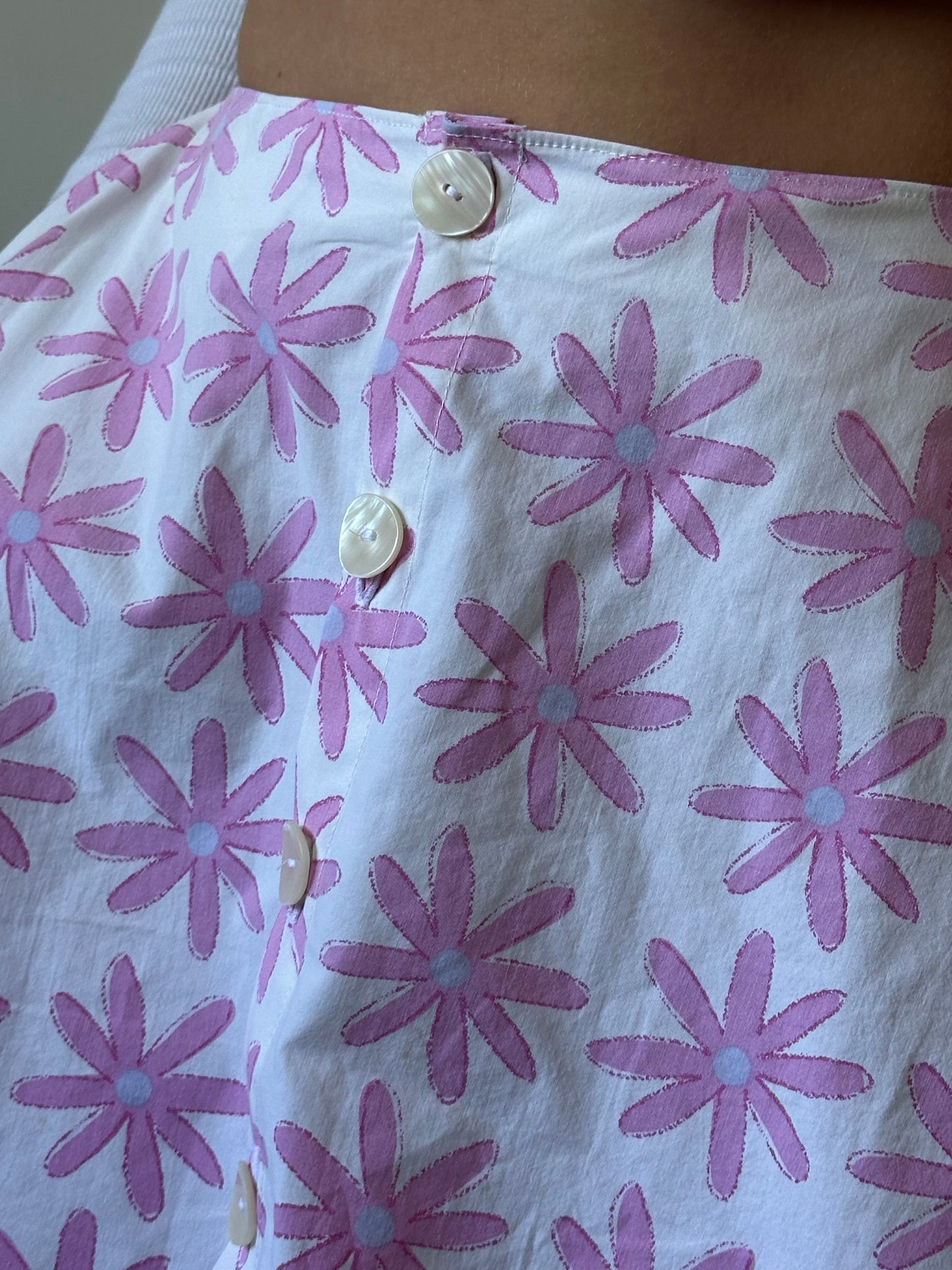 Jupe Blanche Fleurs Rose