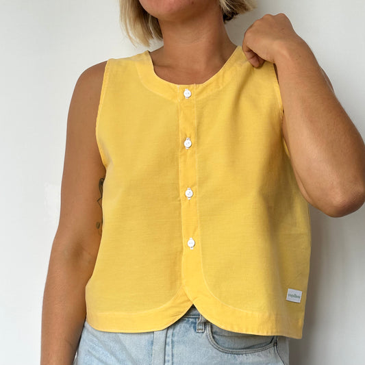 Haut Bouton Uni Jaune