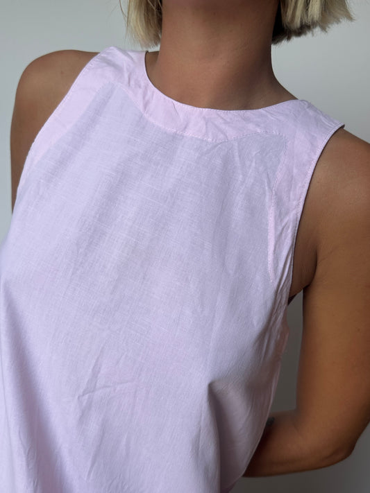 Robe Col Uni Rose Broderie