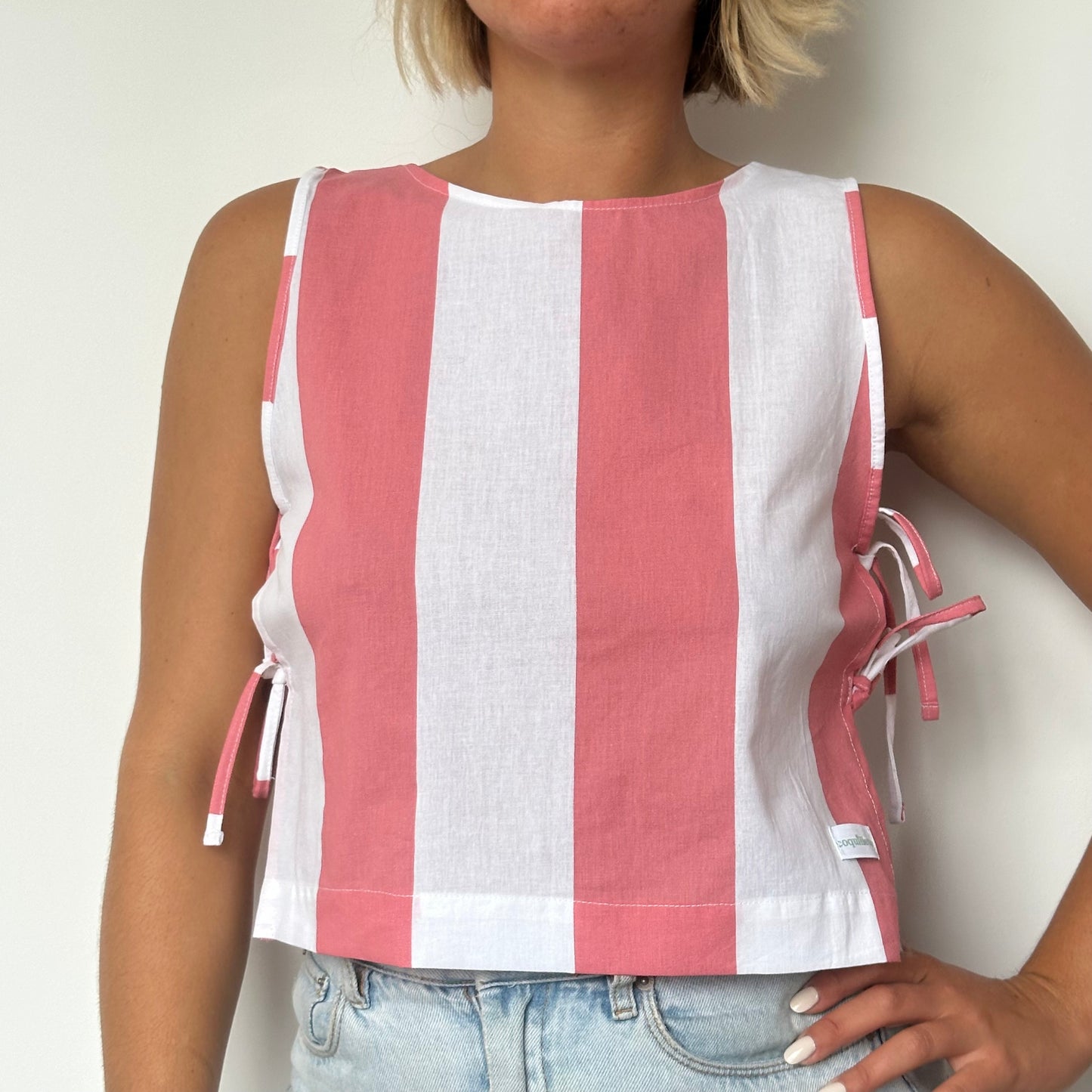 Haut Noeud Coté Rayure Corail