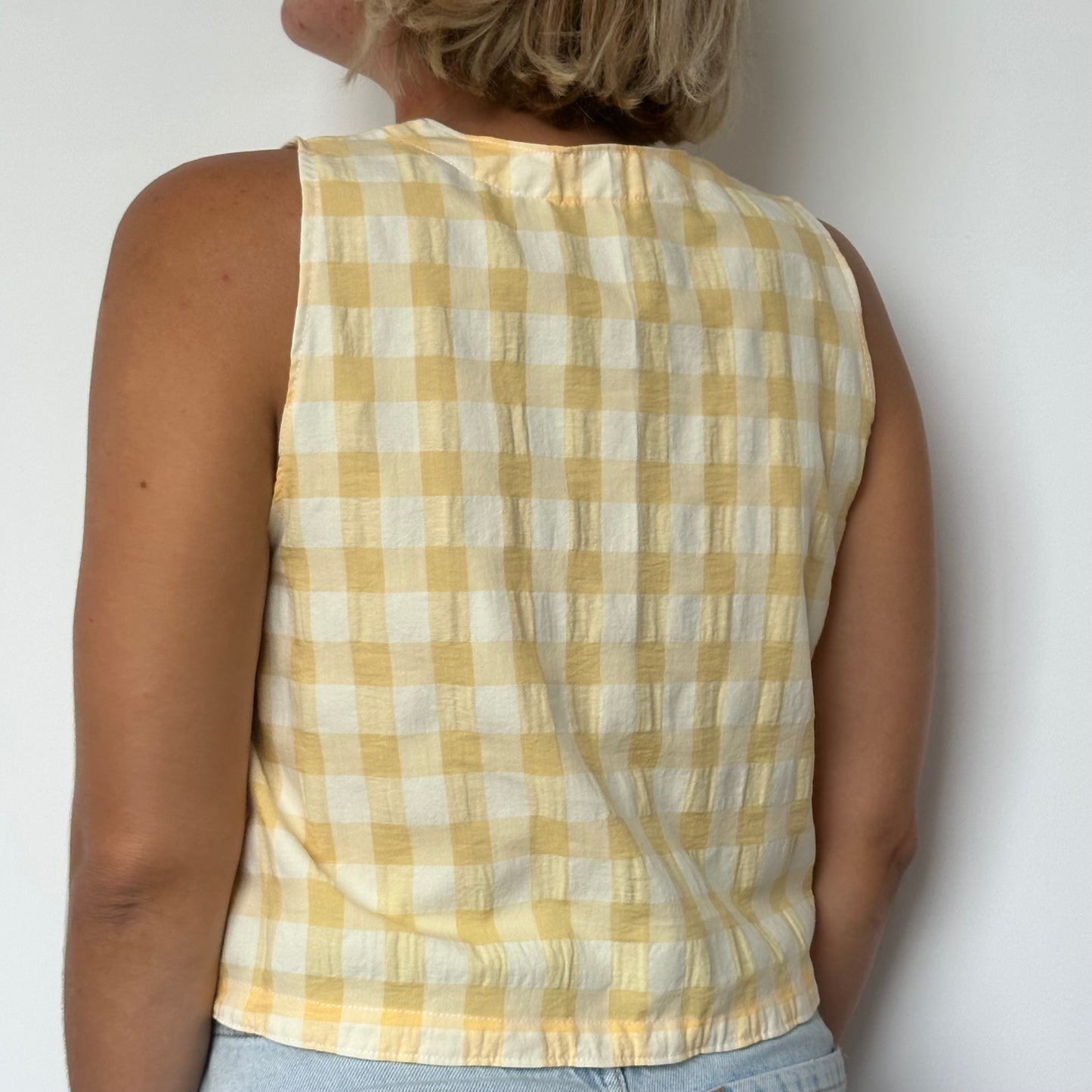 Haut Bouton Vichy Jaune