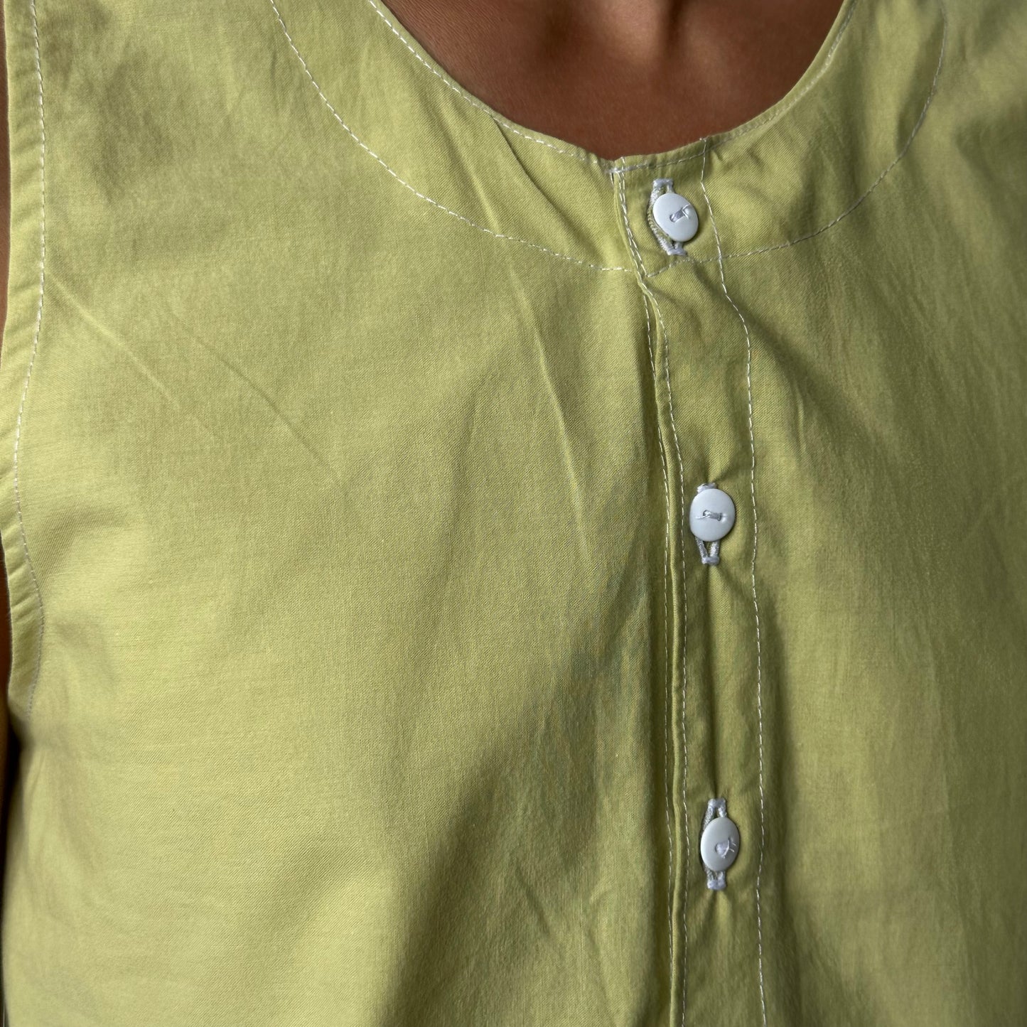 Haut Bouton Uni Vert