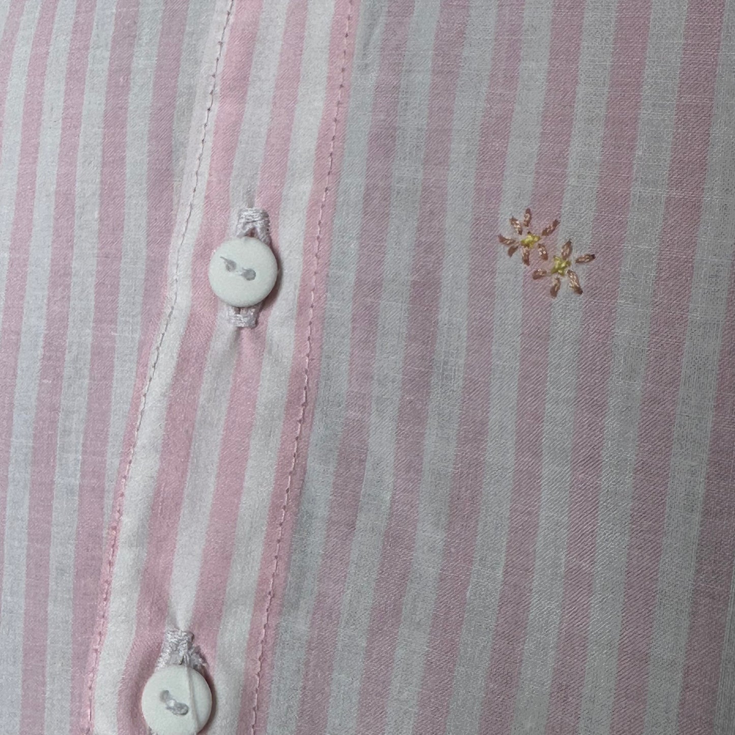 Haut Bouton Rayé Rose