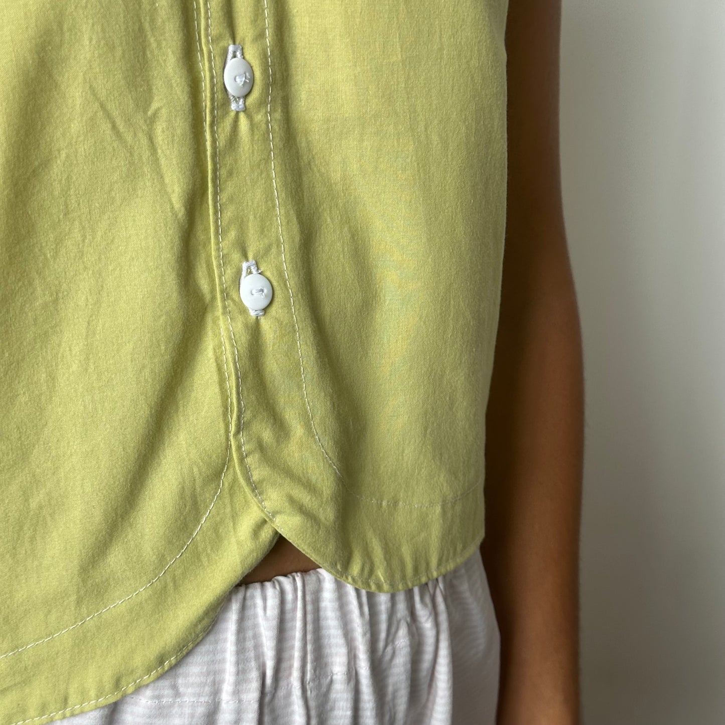 Haut Bouton Uni Vert