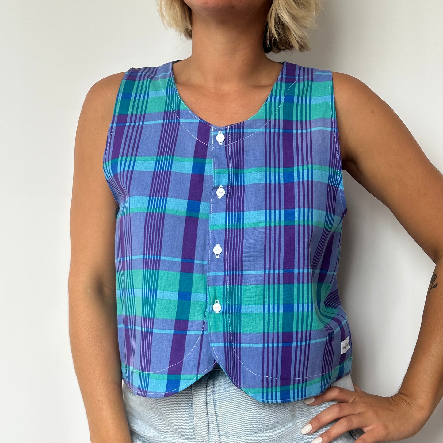 Haut Bouton Carreaux