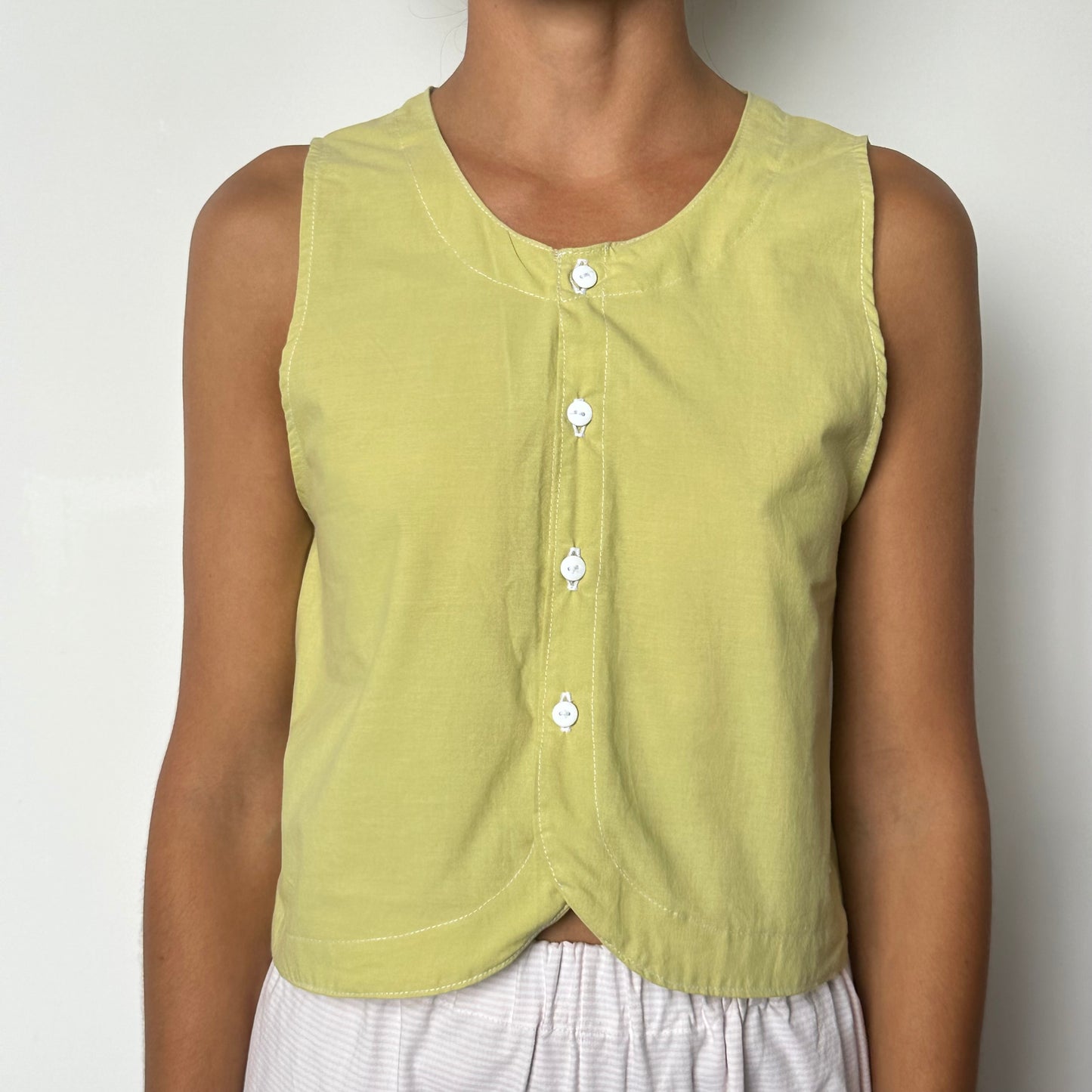 Haut Bouton Uni Vert