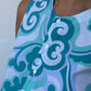 Haut Bouton Motifs Turquoise