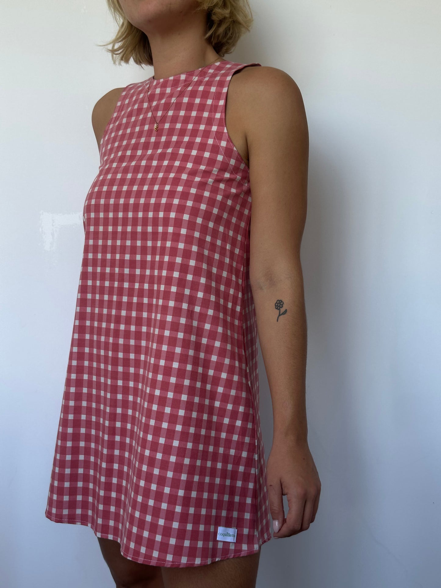 Robe col Vichy Rouge