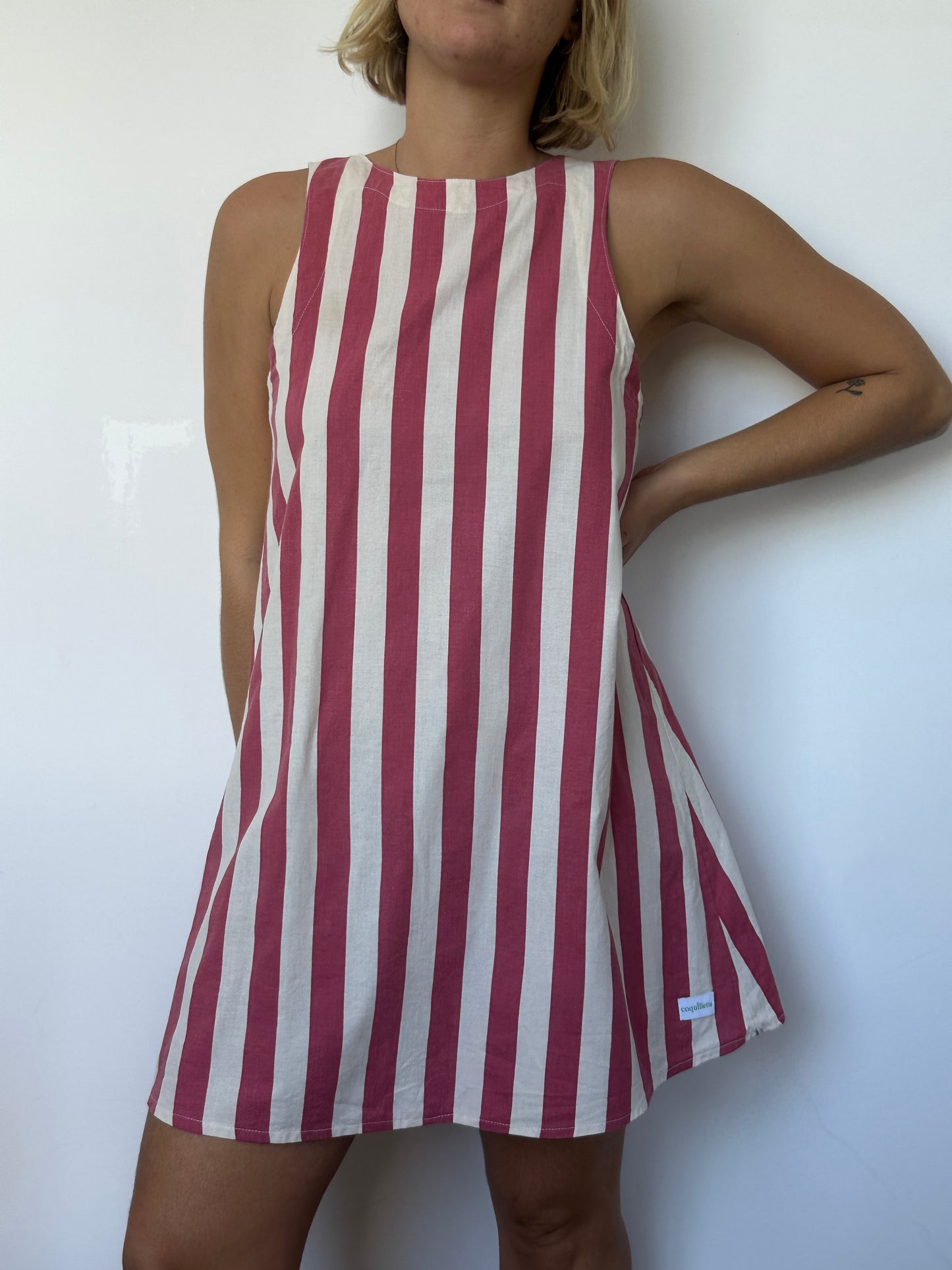 Robe col Rayé Rouge