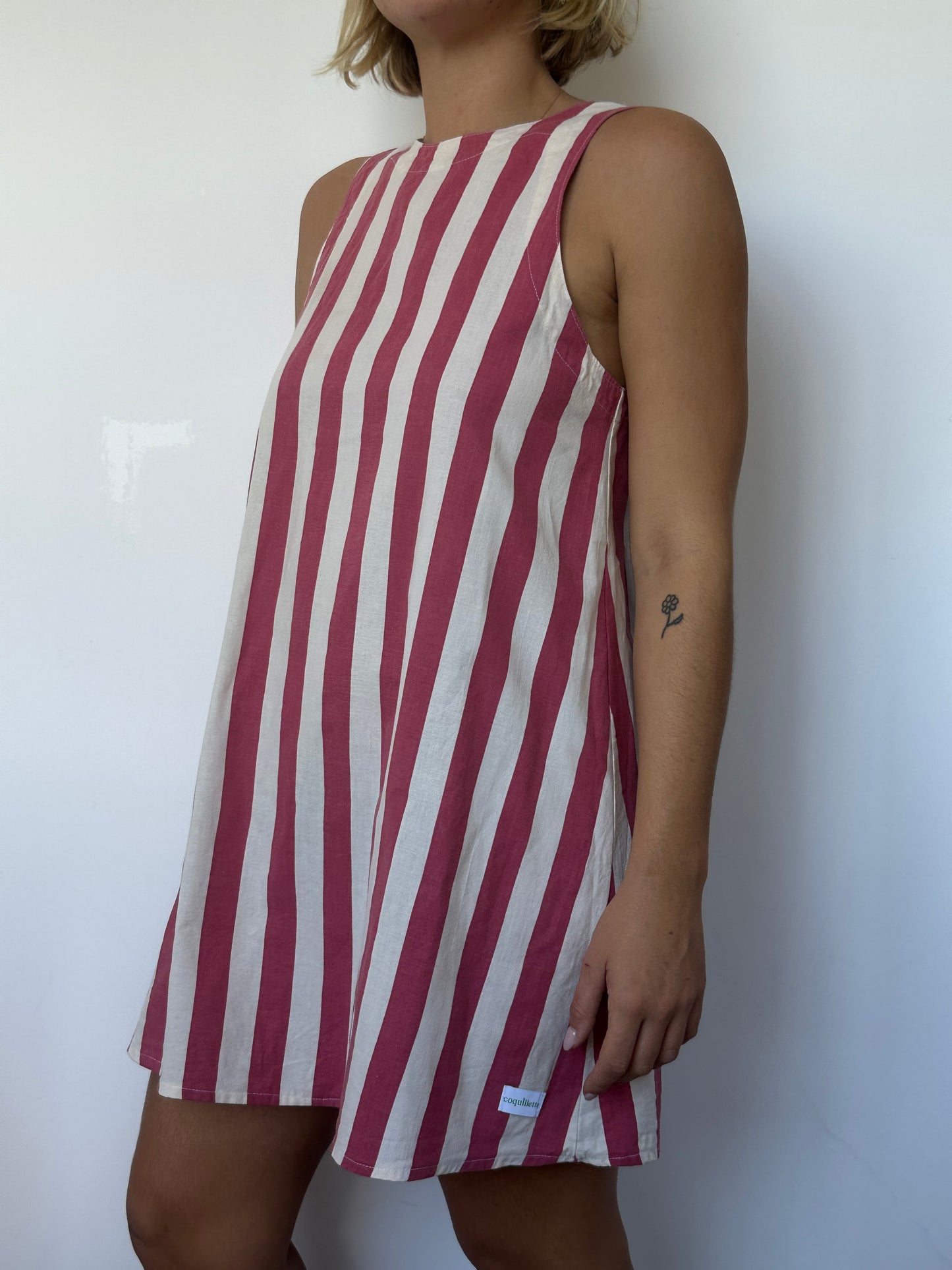 Robe col Rayé Rouge