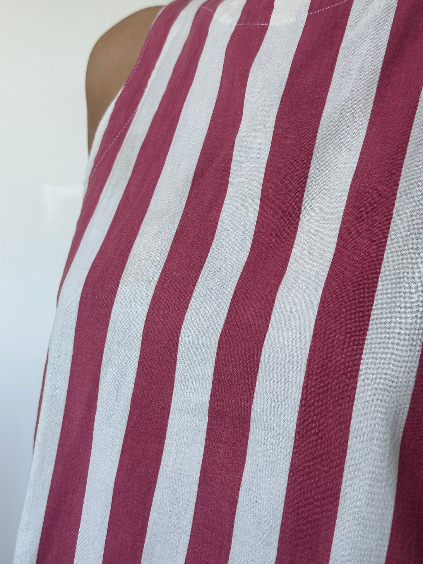 Robe col Rayé Rouge