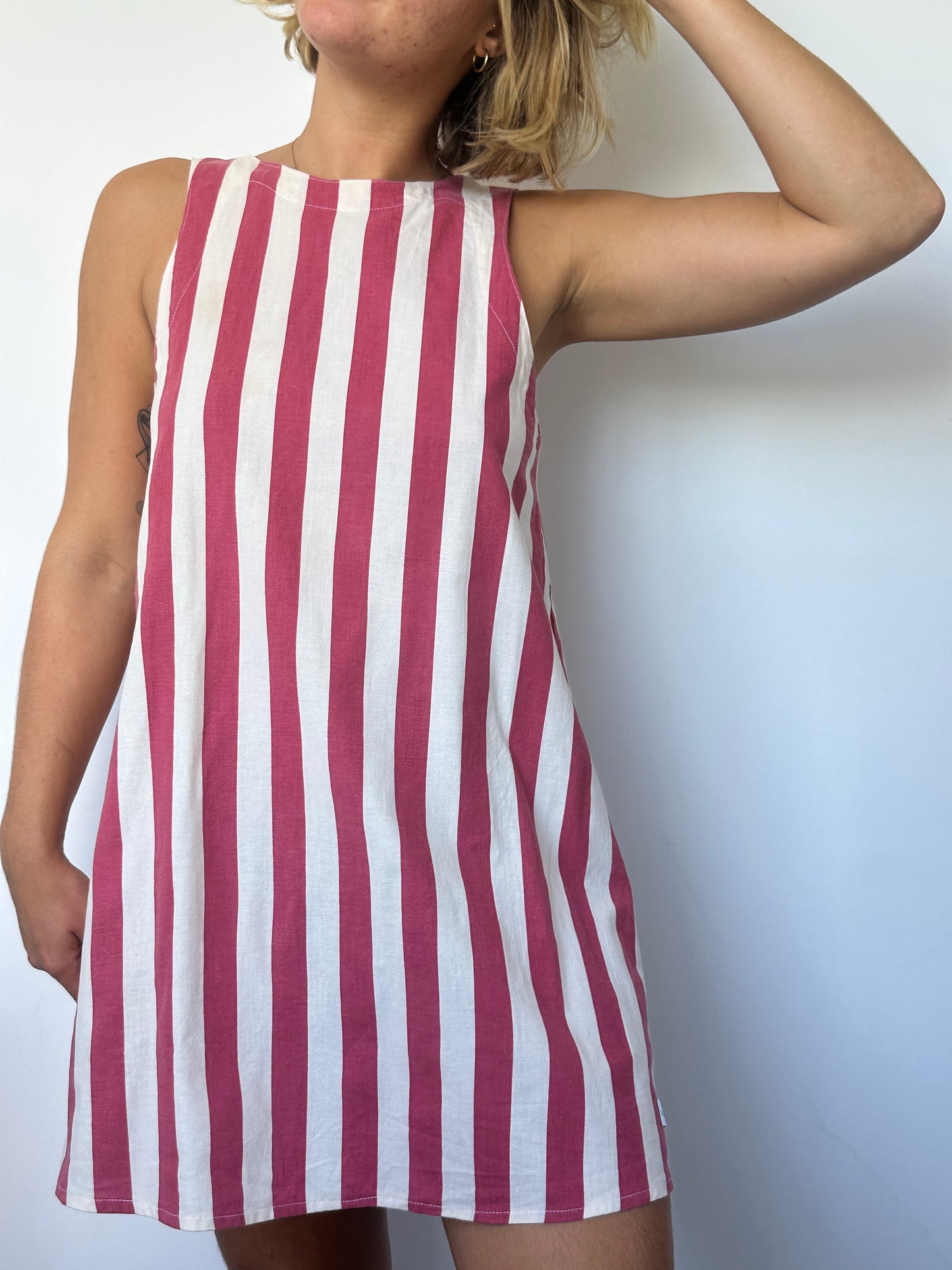 Robe col Rayé Rouge