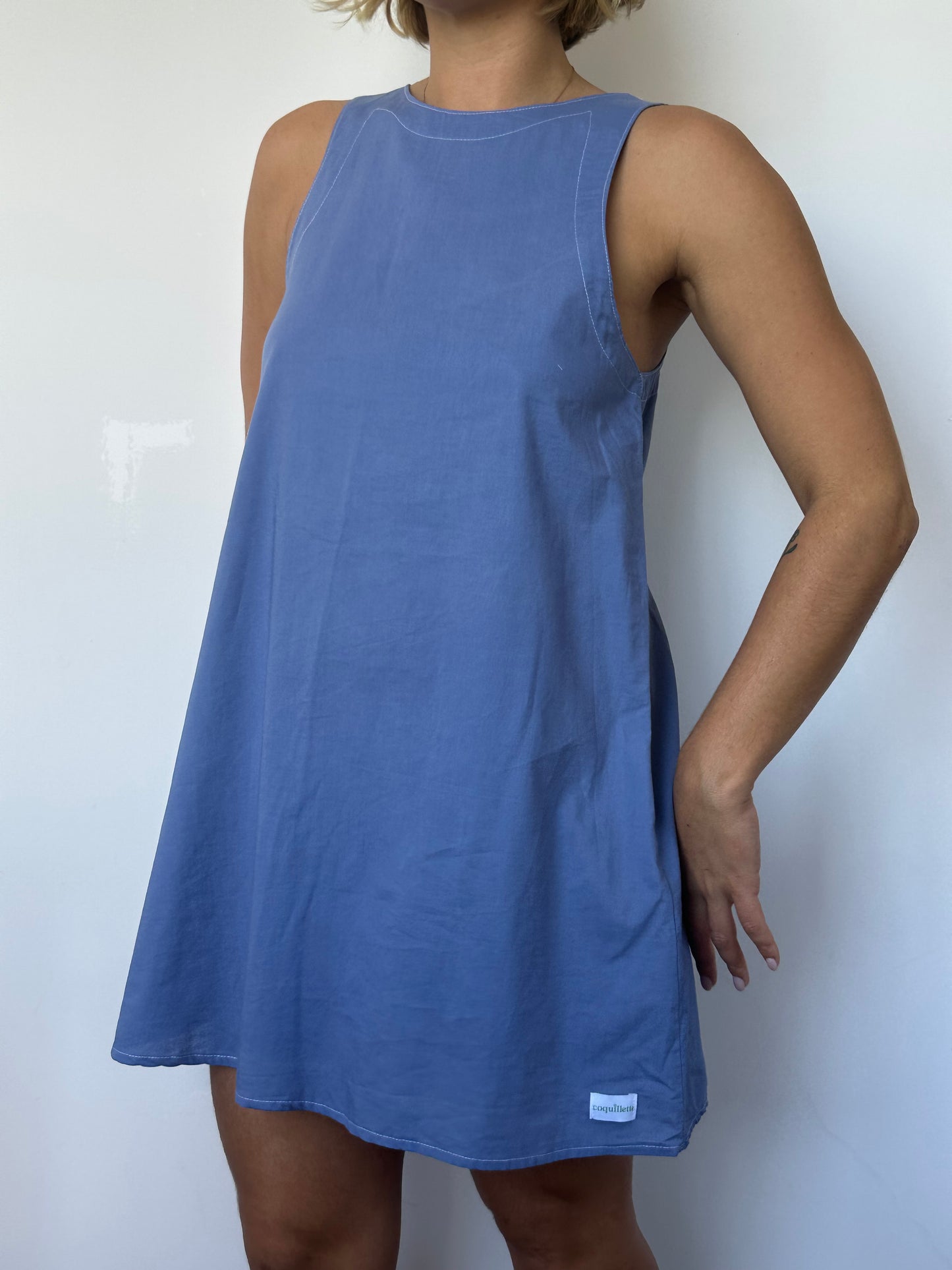 Robe col Uni Bleu