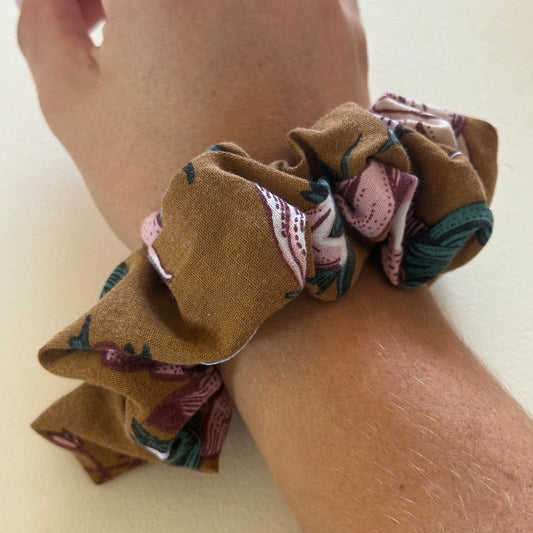 Chouchou Marron Fleurs