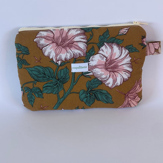 Grande Pochette Marron Fleurs