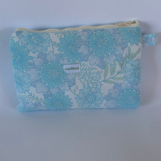 Grande Pochette Fleurs Bleu