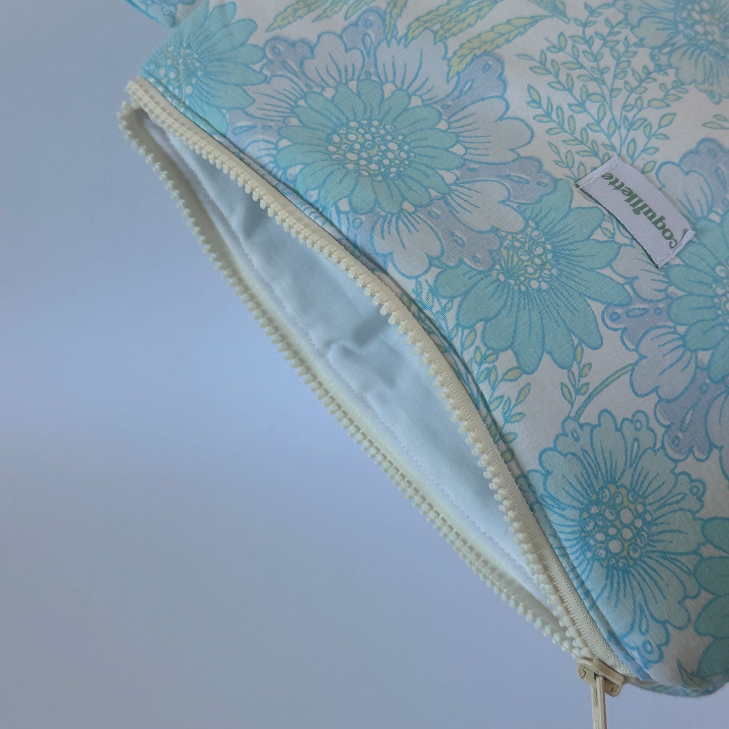 Grande Pochette Fleurs Bleu