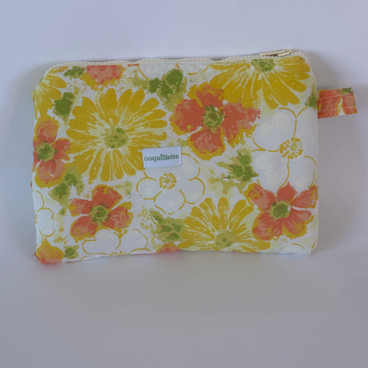 Grande Pochette Fleurs Jaune Rouge