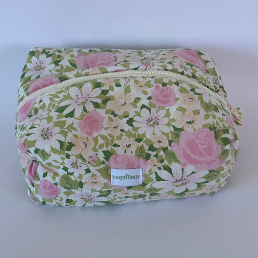 Trousse de toilette Fleurs Vert Rose
