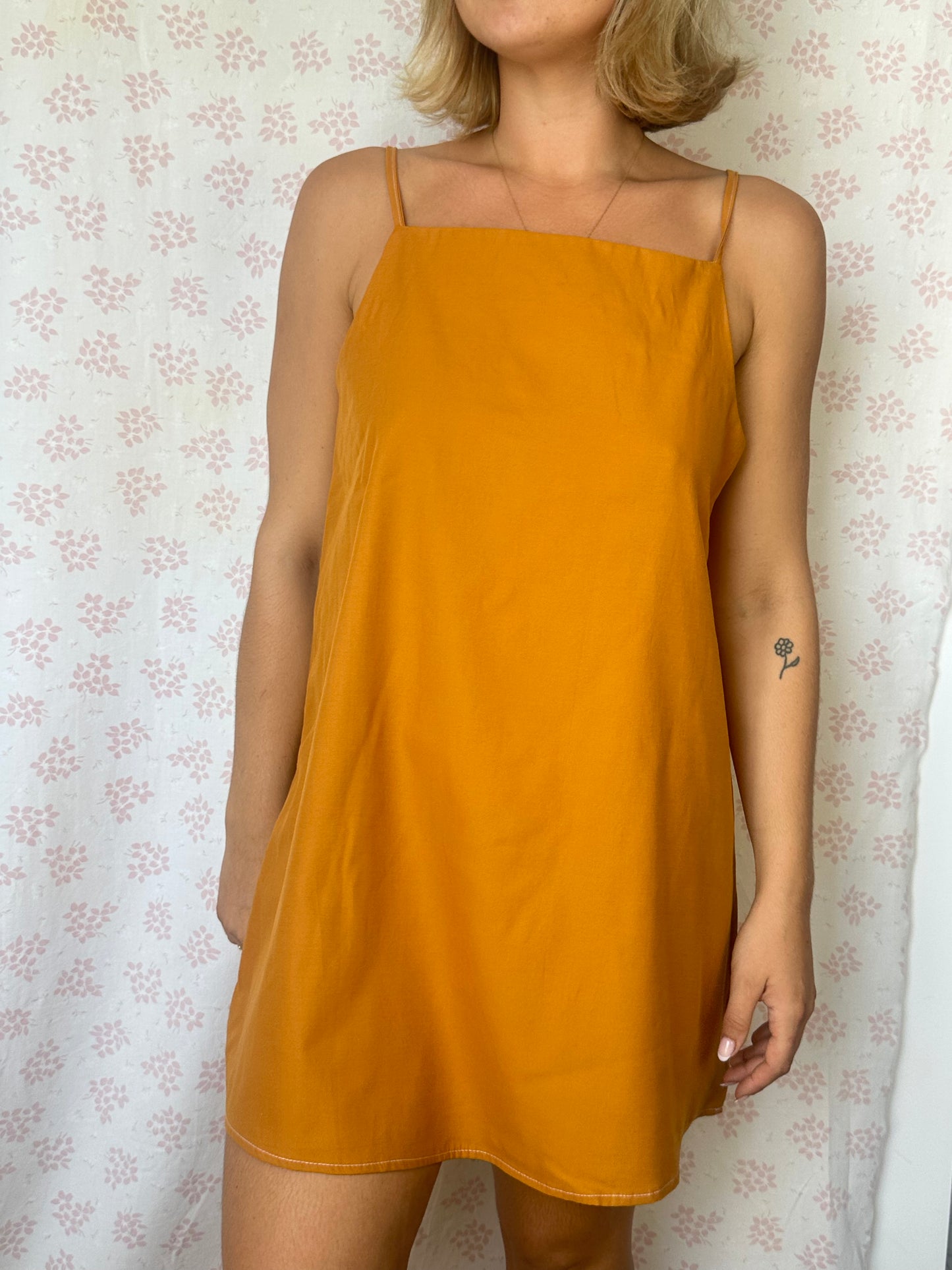 Robe Bretelle Uni Camel